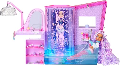 MERMAZE MERMAIDZ Juego de salón y spa con luces, pared de burbujas, ducha de trabajo, bañera, estación de belleza y 19 accesorios