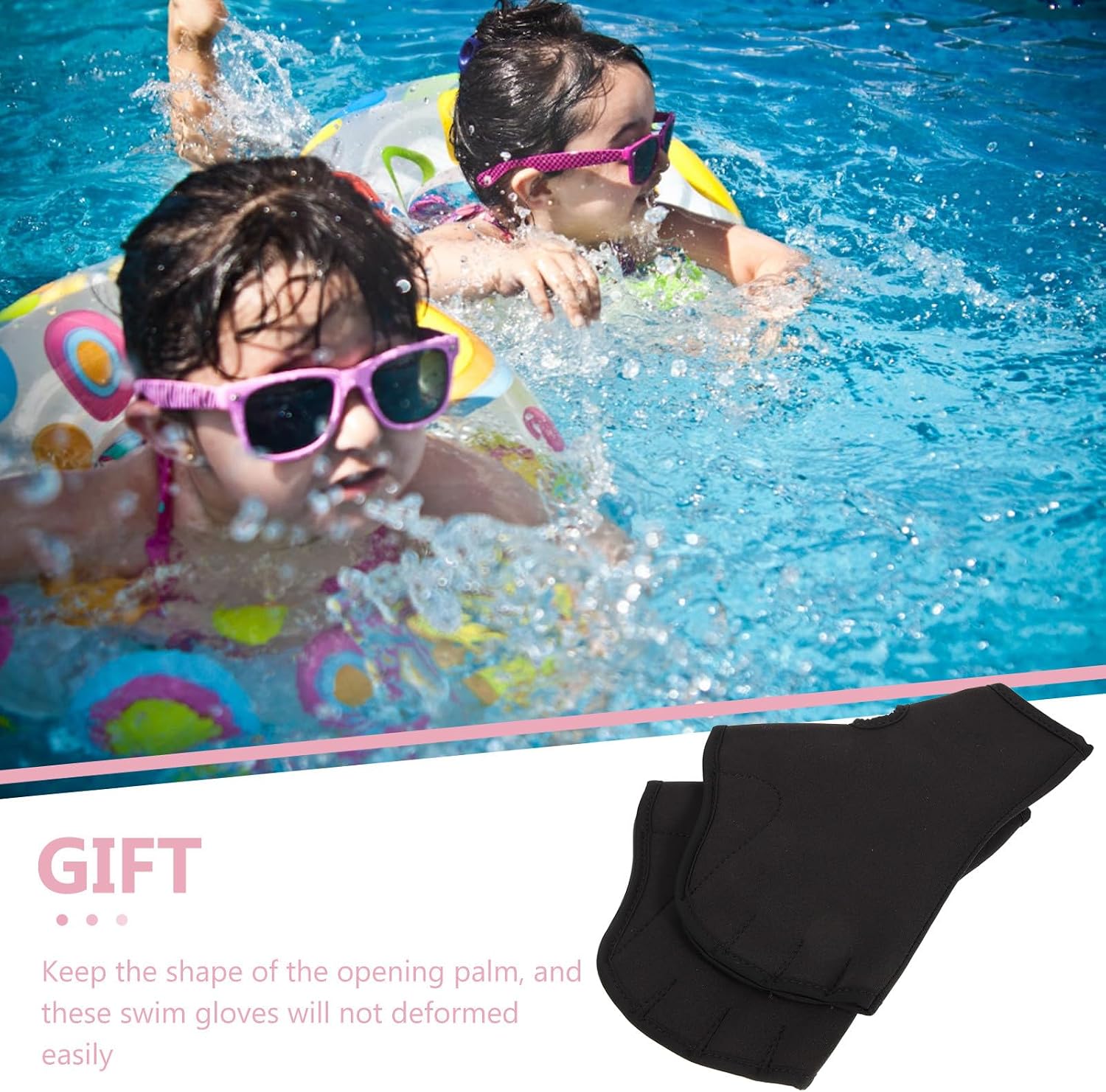 WOONEKY Swimming Training Gloves Swim Hand Paddles Nylon Dive Mittens for Beginners, Comfortable Aquatic Gloves for Pool and Open Water Training, Size M, Dark Color
