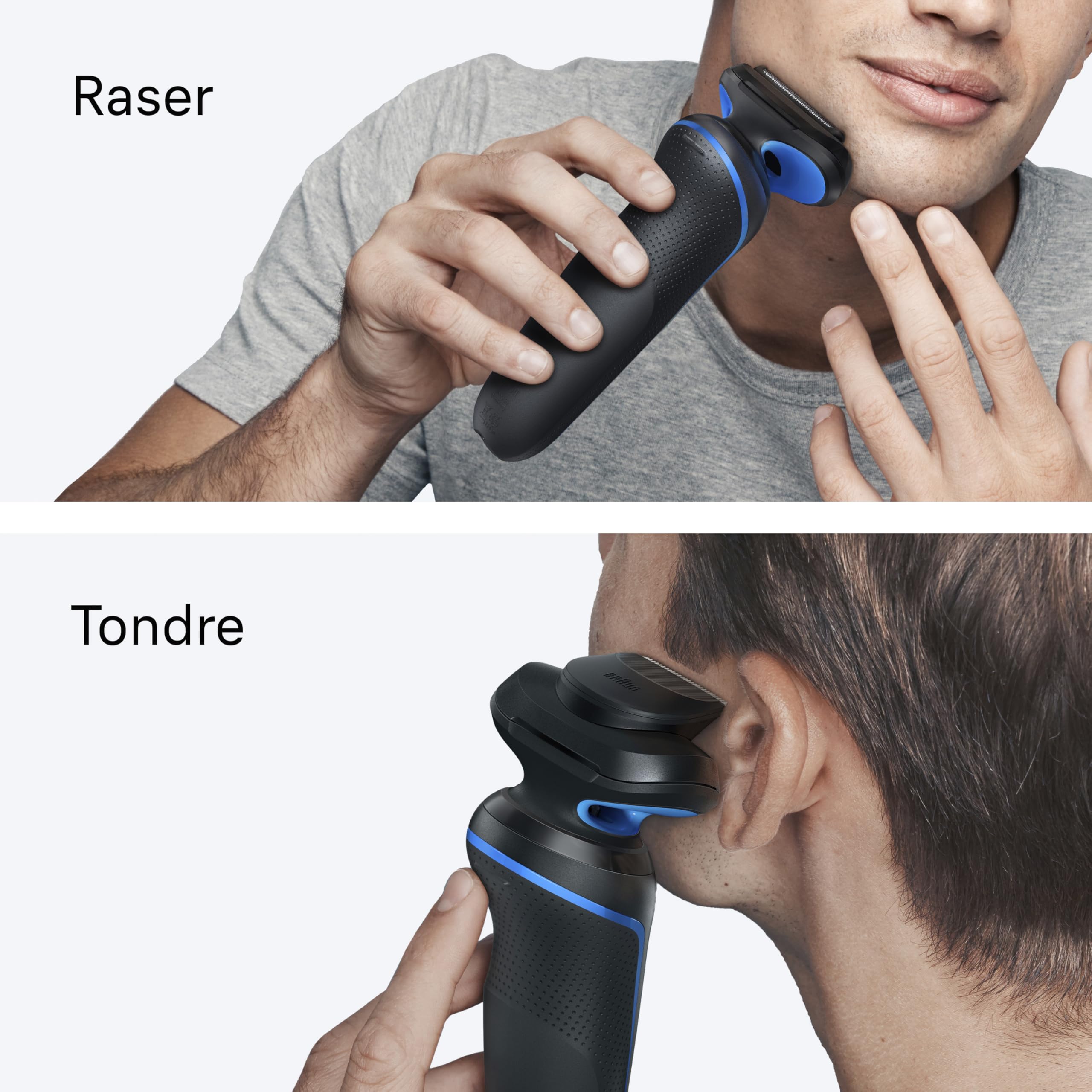 Braun Rasoir Electrique Homme Series 5 52-B7200CC, Bleu | Etanche, Batterie Rechargeable, 2 Modes, Lames Flexibles, sans Fil, Station Nettoyante, Accessoire Tondeuse de Précision