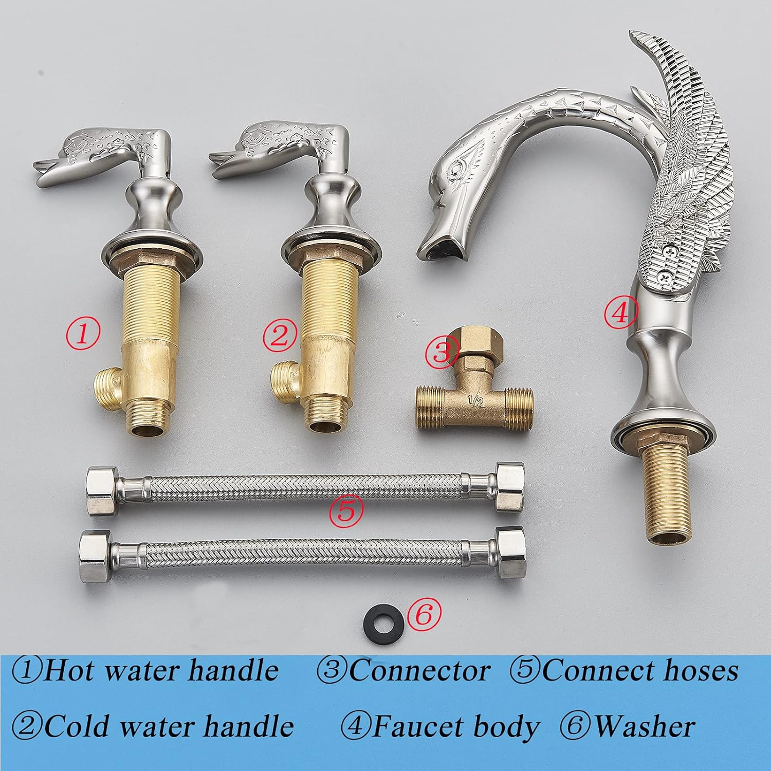 Super Deal Product Votamuta Brushed Nickel 8-Inch Three Hole Basin Sink Vanity Faucet Swan Shape Spout Deck Mounted Mixer Tap NEW Review Discount Votamuta Brushed Nickel 8-Inch Three Hole Basin Sink Vanity Faucet Swan Shape Spout Deck Mounted Mixer Tap NEW