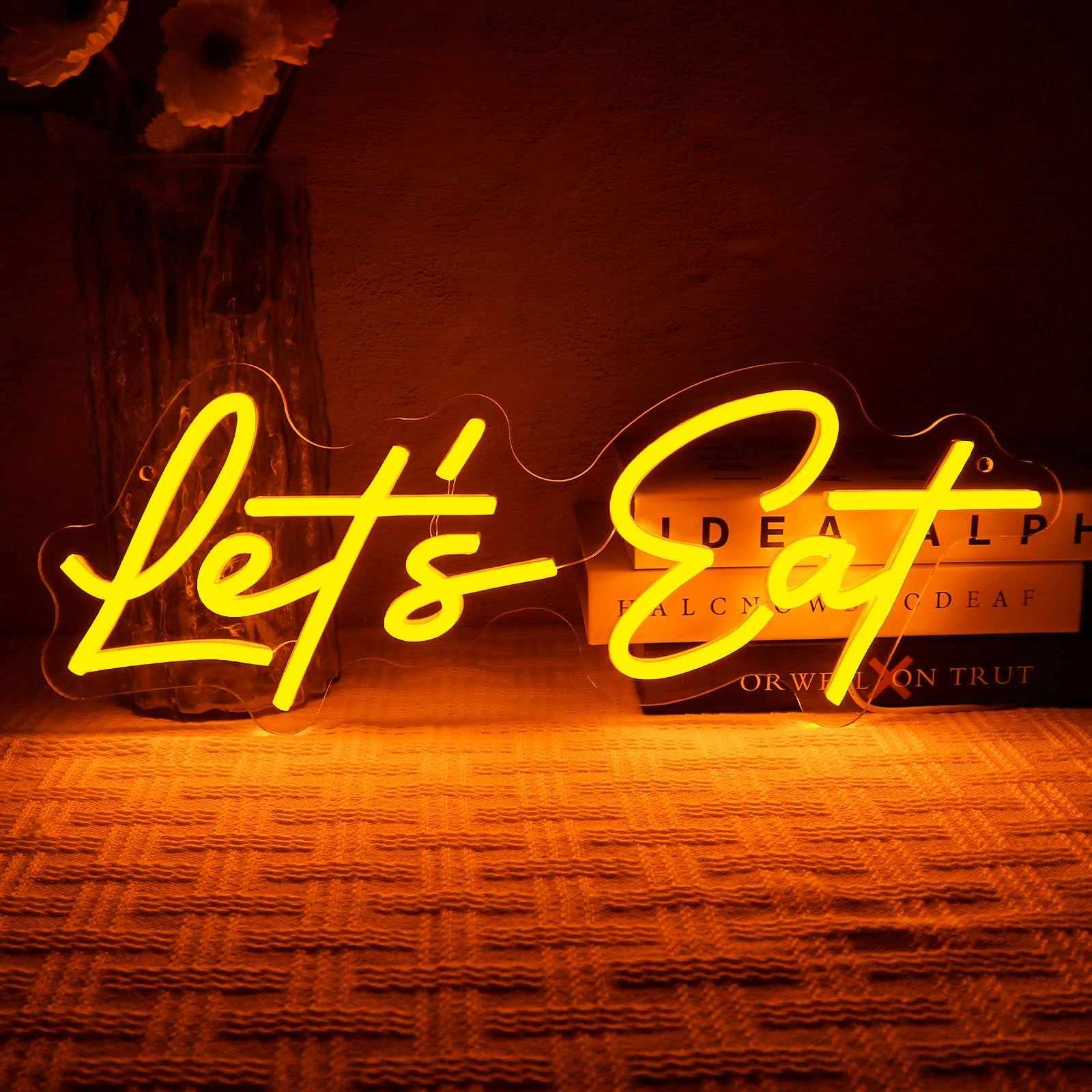 OYCGZV Let's Eat Neon Sign for Wall Decor - Kitchen Neon Light Letters Dimmable USB Led Sign for Home Dinner Room Business Snack Bar Restaurant Party Window Decoration
