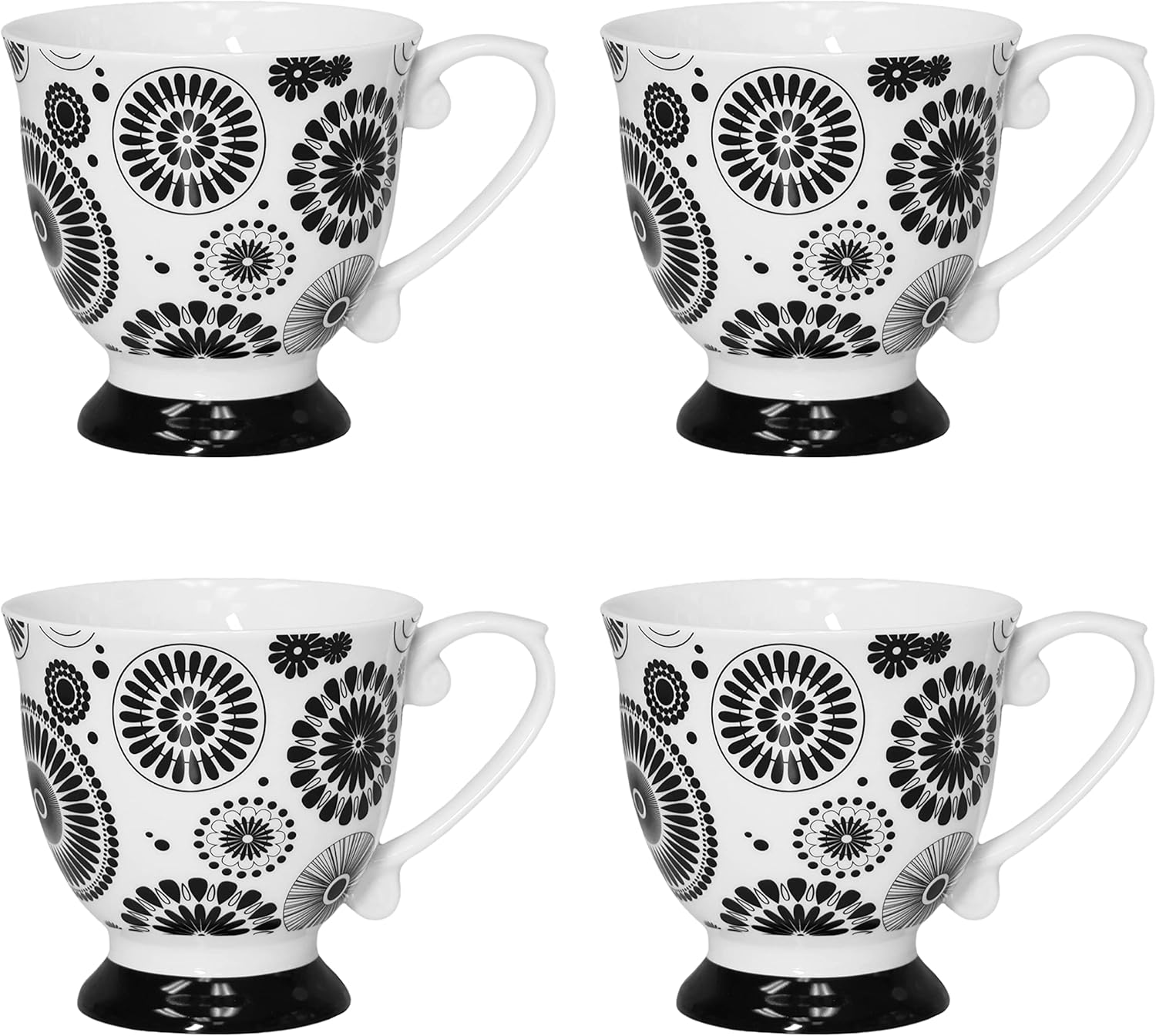 QOUTIQUE Bone China Decorated Coffee Mugs 20 Ounce Set