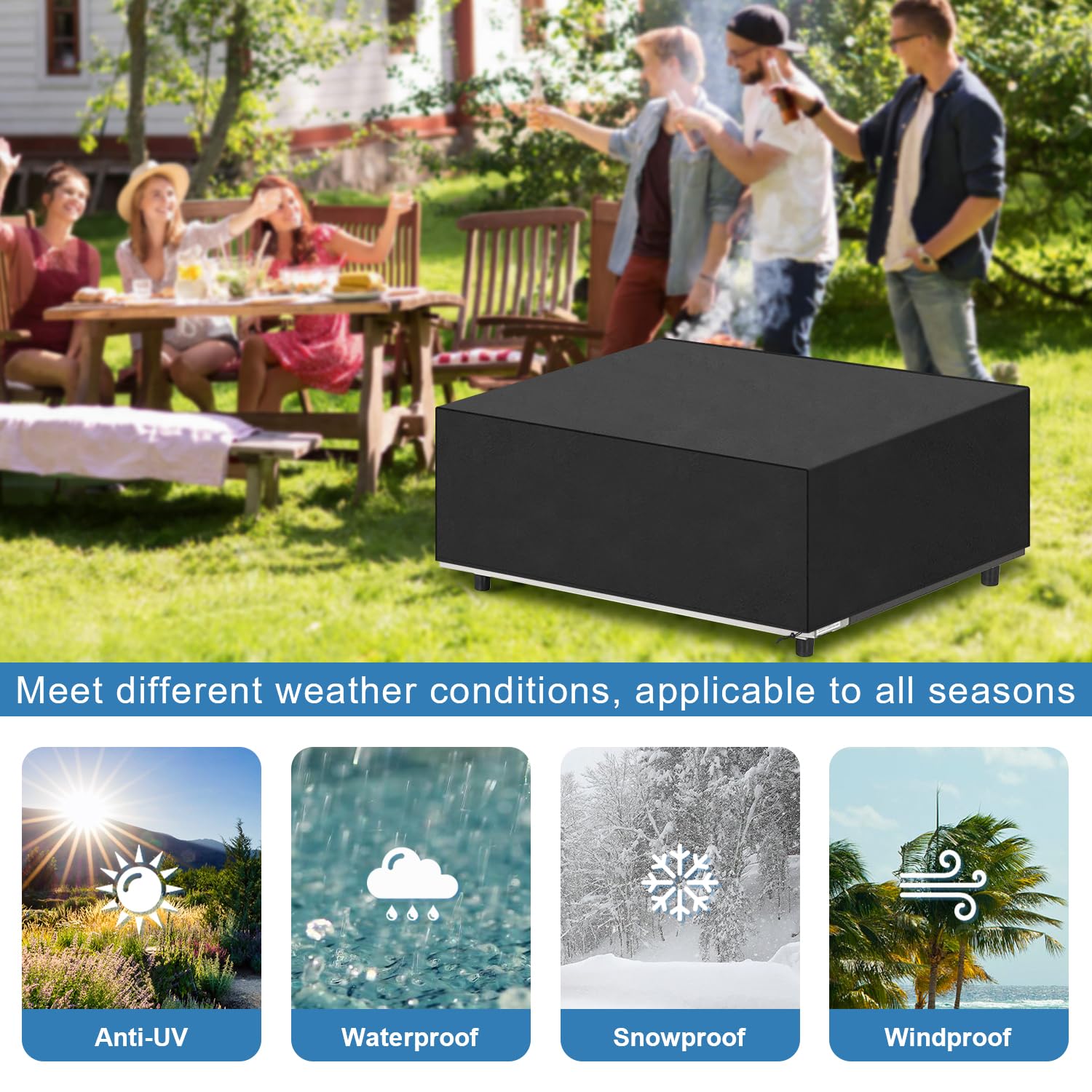 VANSHEIM Funda Plancha Gas Funda Barbacoa Gas Exterior Impermeable Funda para Exterior Plancha Protector Barbacoa Exterior Resistente al Viento 420D Tela Oxford 80x60x25cm — view 7