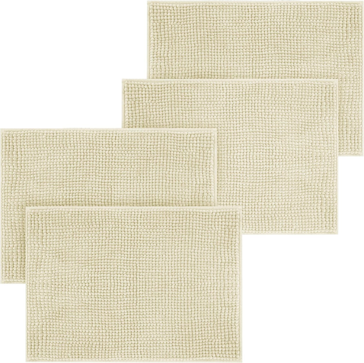 Imperial Cream Bath Mat Non Slip Anti Mould (4 pack) - Bathroom Mat 50x80cm Machine Washable Bath Mats Super Absorbent Extra Soft Fluffy Shower Mat — image 1