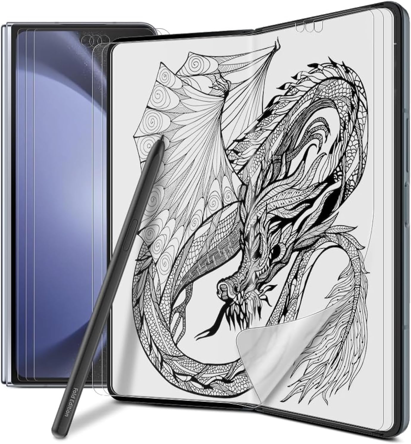 for Samsung Galaxy Z Fold 5, Paperfeel Anti-Glare Matte Screen Protector, 3 Pack Inside Paperfeel Film + 3 Pack Front Anti-Glare Matte Film, Anti-Fingerprint, Self-Healing, Bubble-Free