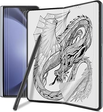 [3+3] for Samsung Galaxy Z Fold 5, Paperfeel Anti-Glare Matte Screen Protector, 3 Pack Inside Paperfeel Film + 3 Pack Front Anti-Glare Matte Film, Anti-Fingerprint, Self-Healing, Bubble Free Easy Installation with Alignment Applicator