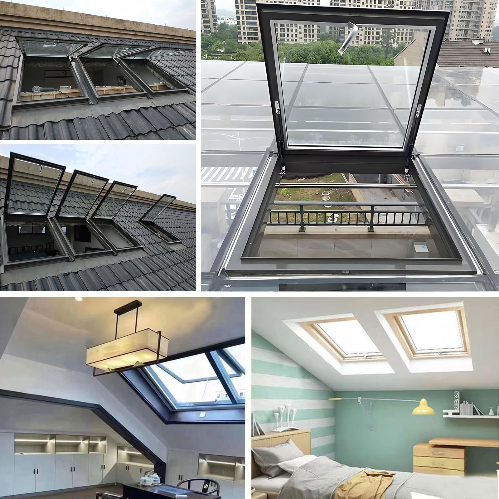 Ventana Skylight - Reemplazo de ventanas de tejado para casas - Ventana de sótano altamente sellada con drenaje - Escotilla de techo con ventana manual para ático/sala de sol(45°,LxW 95x60cm/37.4x23.6