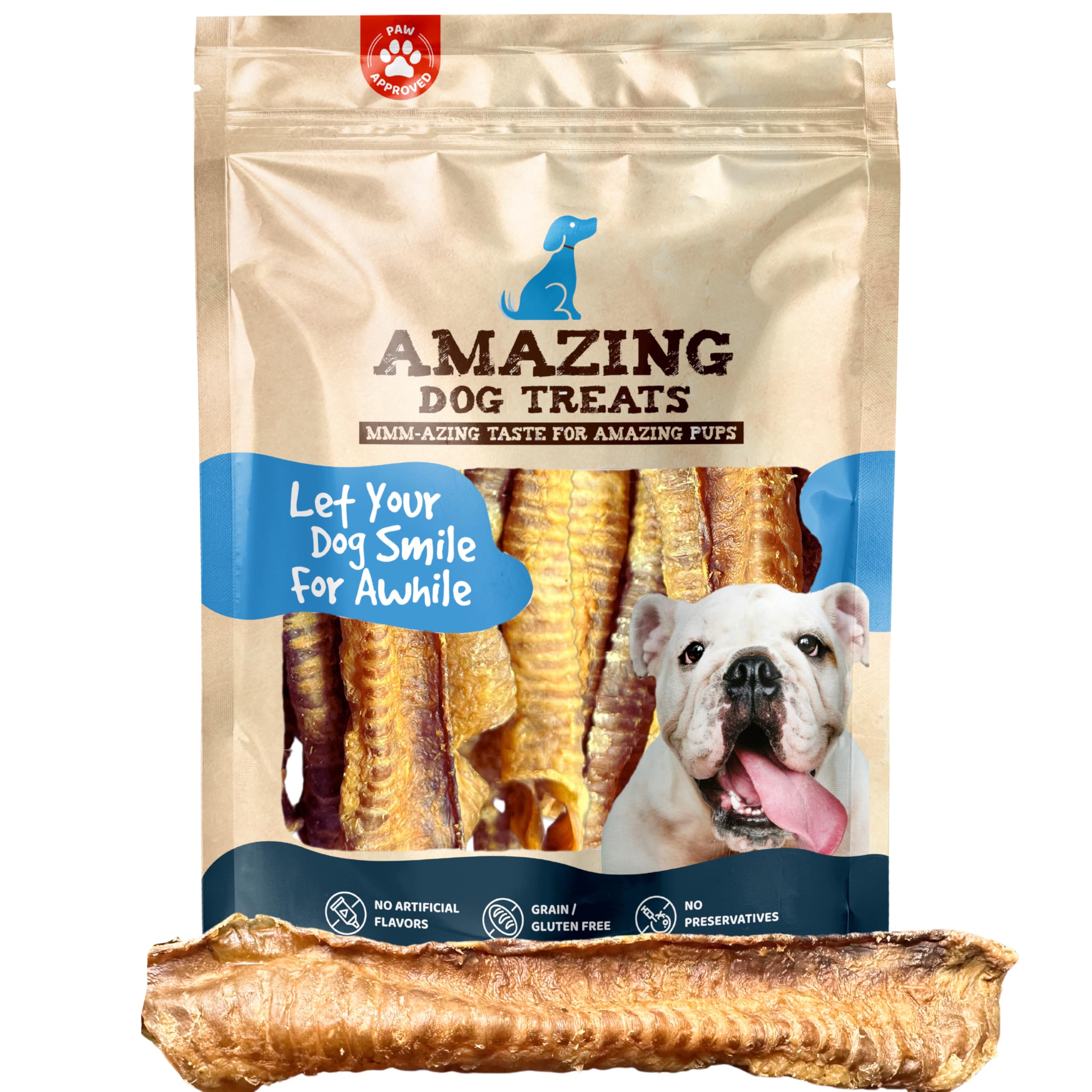 Amazing Dog Treats - Lamb Trachea (18-20 Count - 10 oz) - Trachea Dog Chews - Natural Source of Glucosamine & Chondroitin for Dogs - Lamb Dog Treats