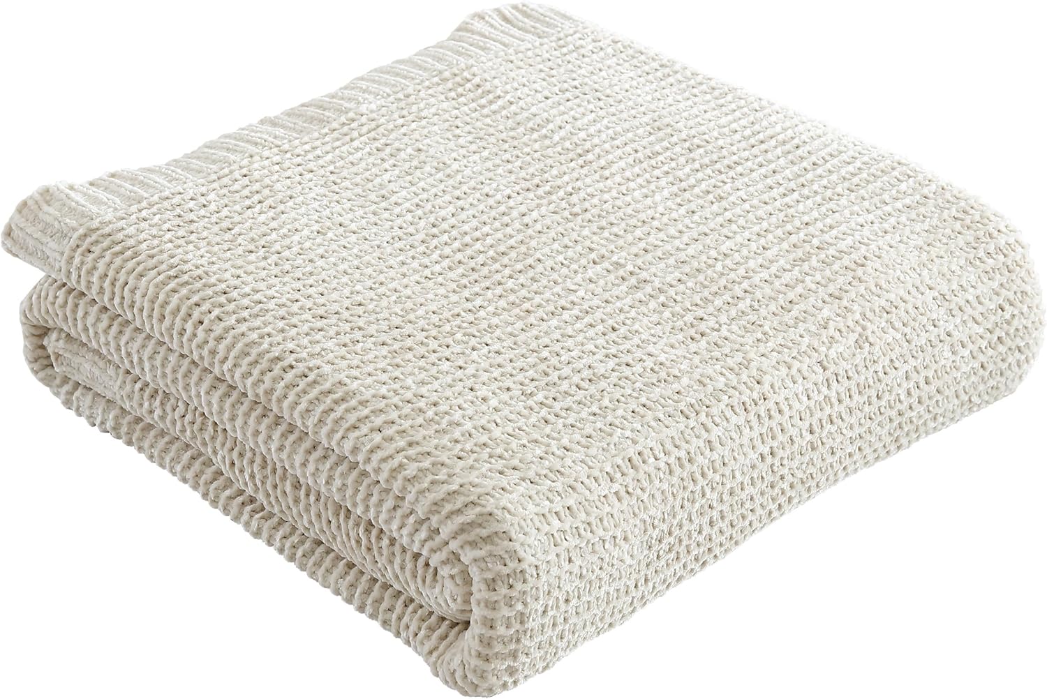 French Connection Eloise Oatmeal Chenille Lurex 50"X70" Throw Blanket - Luxurious Soft Blanket for Ultimate Comfort and Cozy Warmth