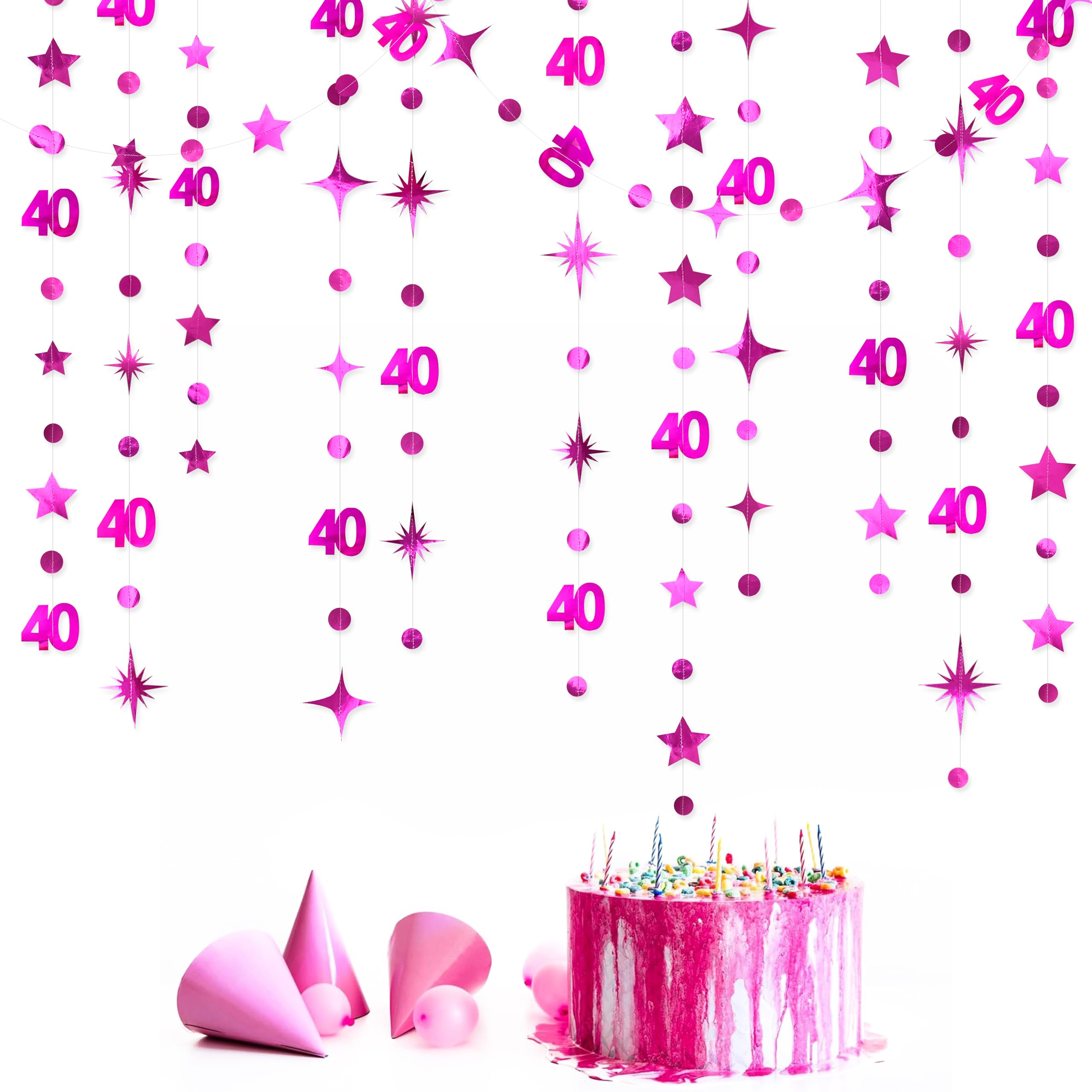 GoldRock 40° compleanno ghirlanda oro rosa – decorazione per donne e uomini, striscioni, bandierine, festone di compleanno 40 anni