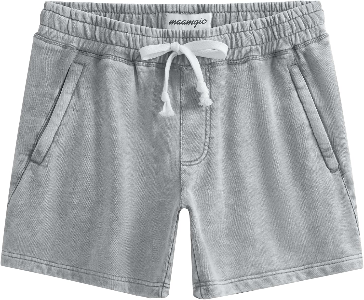 maamgic Mens Casual Shorts 5/7 Inch Washed Cotton Summer Shorts with Elastic Waist Drawstring and Pockets