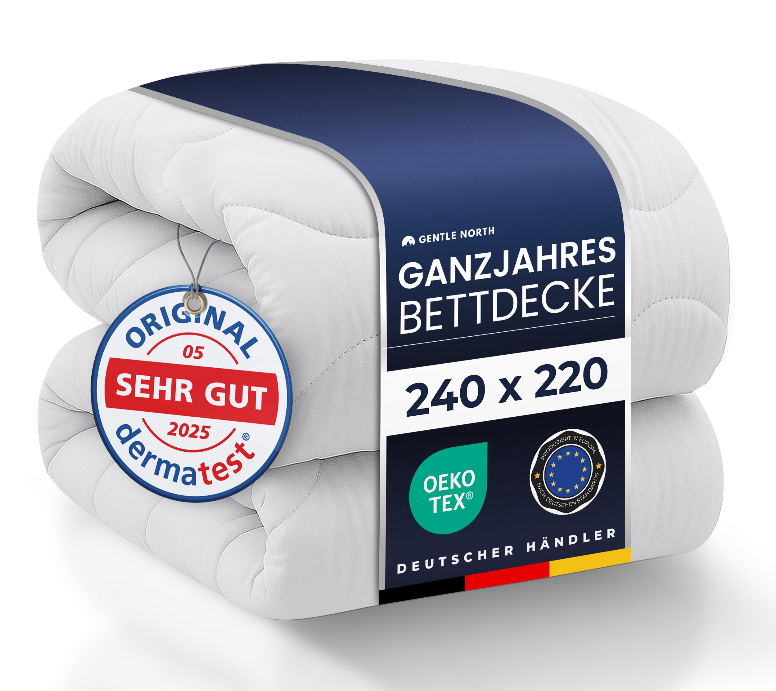 Gentle North Bettdecke 240x220 als Schlafdecke - Ganzjahresdecke für Allergiker geeignet - Weiche Steppdecke - Besonders Flauschig & waschbar bei 60°