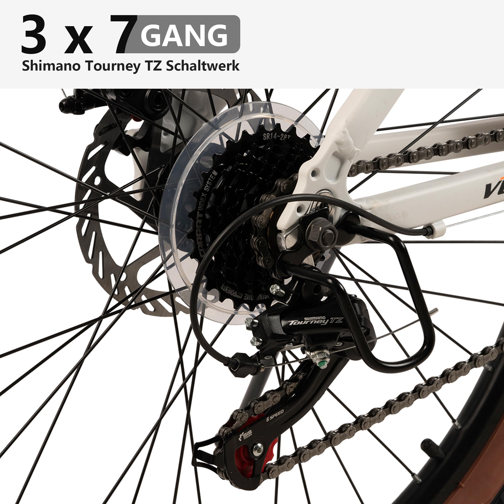 Mountainbike für Damen Herren, Mädchen und Jungen 21 Gang Shimano Tourney TZ Schaltwerk, Kettenschaltung, Hochwertiger Aluminiumrahmen