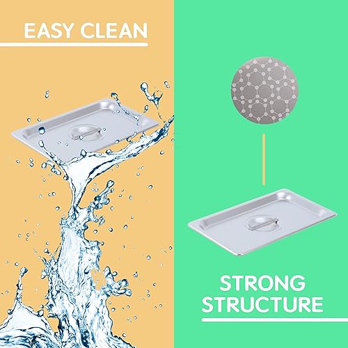 Miniatura 4 de Paquete de 6 cubiertas de sartén de mesa de vapor de tamaño 14, tapas de sartén de vapor comercial de acero inoxidable, cubierta de sartén NSF con