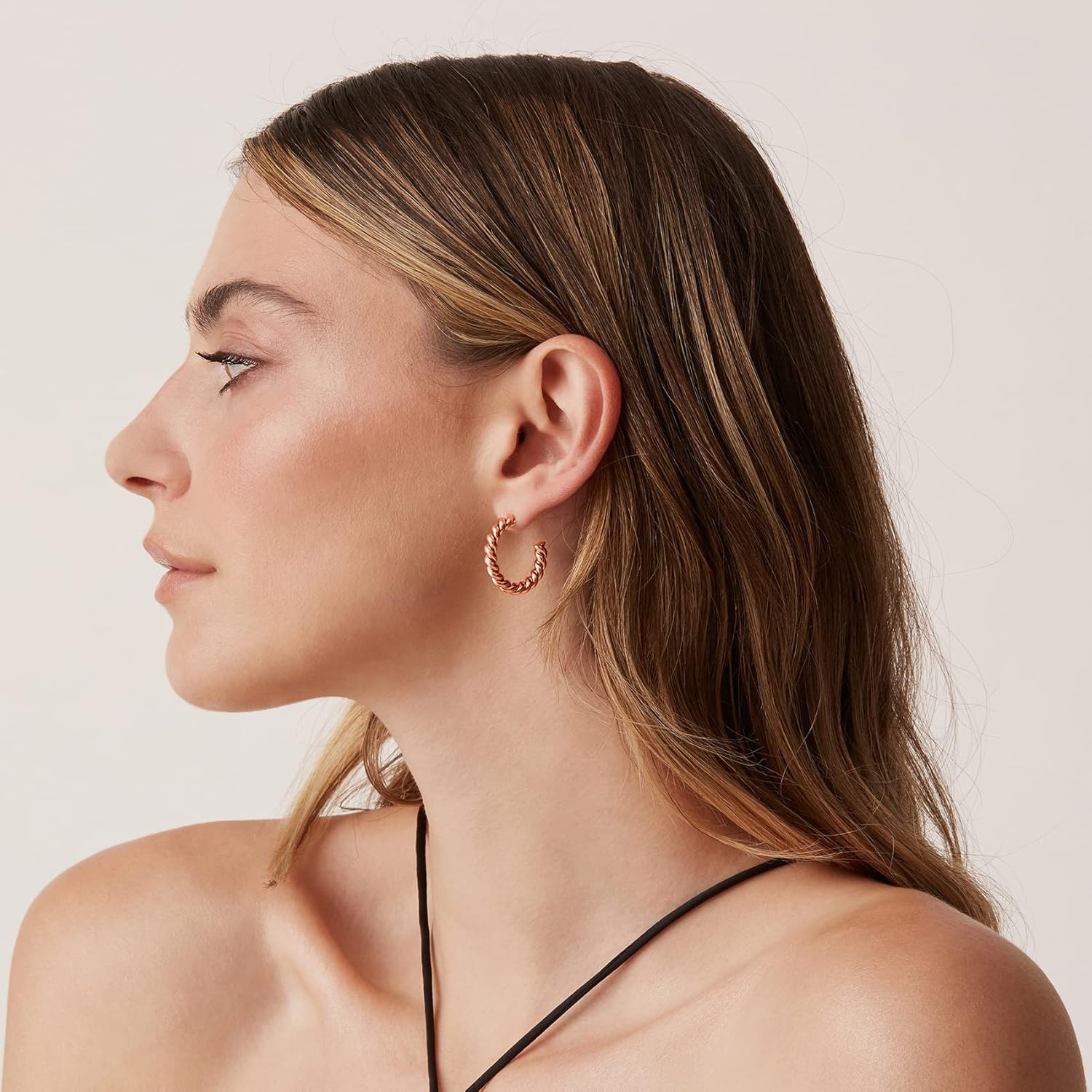 PAVOI 14K Gold Plated Twisted Rope Round Hoop Earrings in Rose, White and Yellow Gold - Image 4