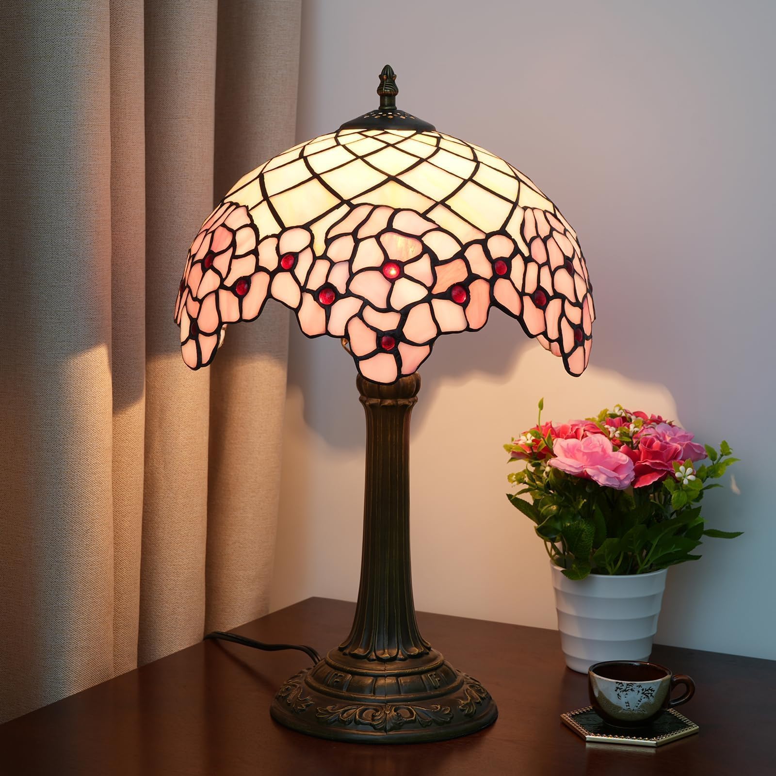 Tiffany lampe de table table de chevet chambre dortoir salon cuisine vitrail lampe beau cadeau de décoration de la maison mignon Sakura