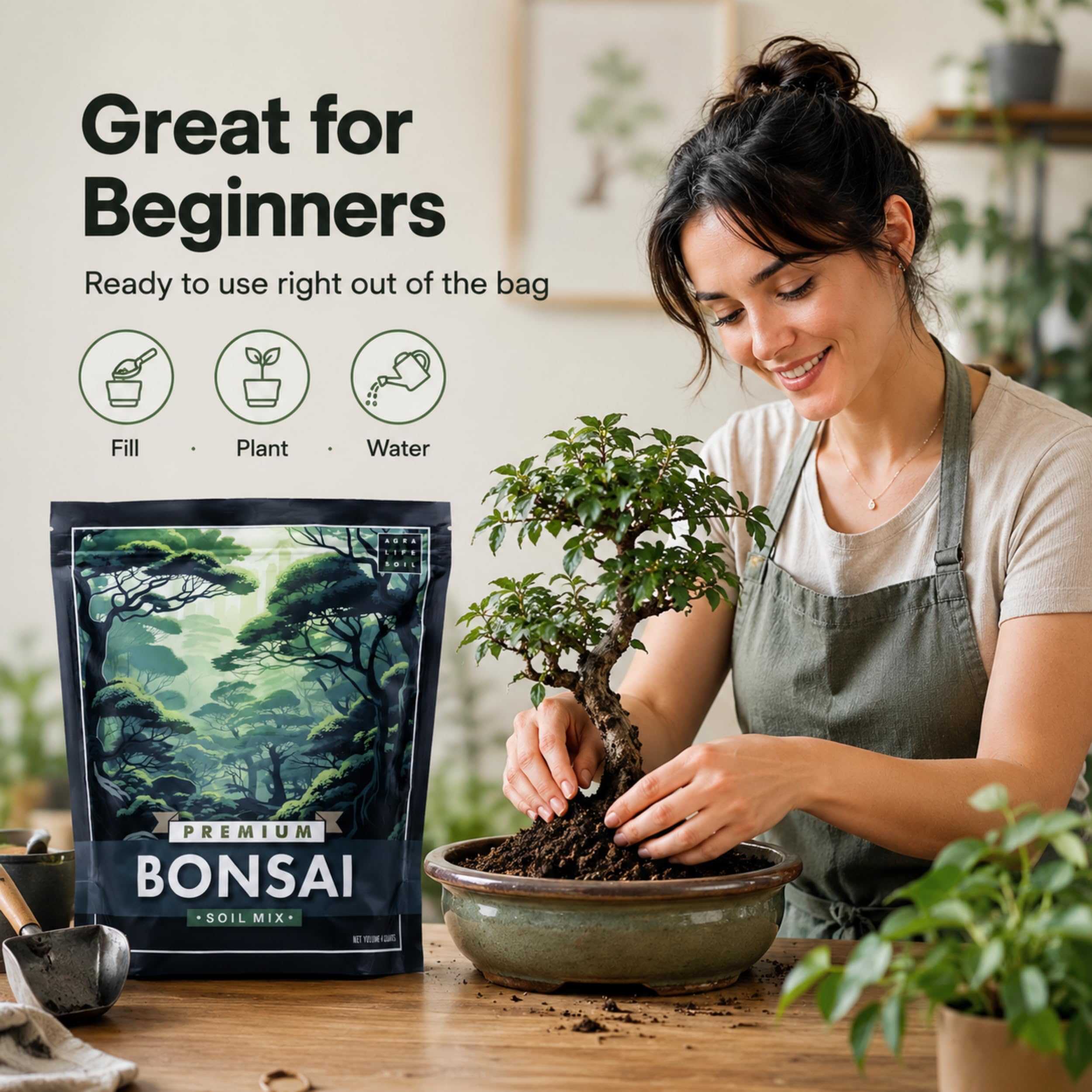 Mieszanka gleby bonsai premium do kwitnących drzew bonsai w pomieszczeniach - idealna ziemia doniczkowa do wszystkich odmian bonsai - mieszanka organiczna dla optymalnego wzrostu - ziemia do roślin