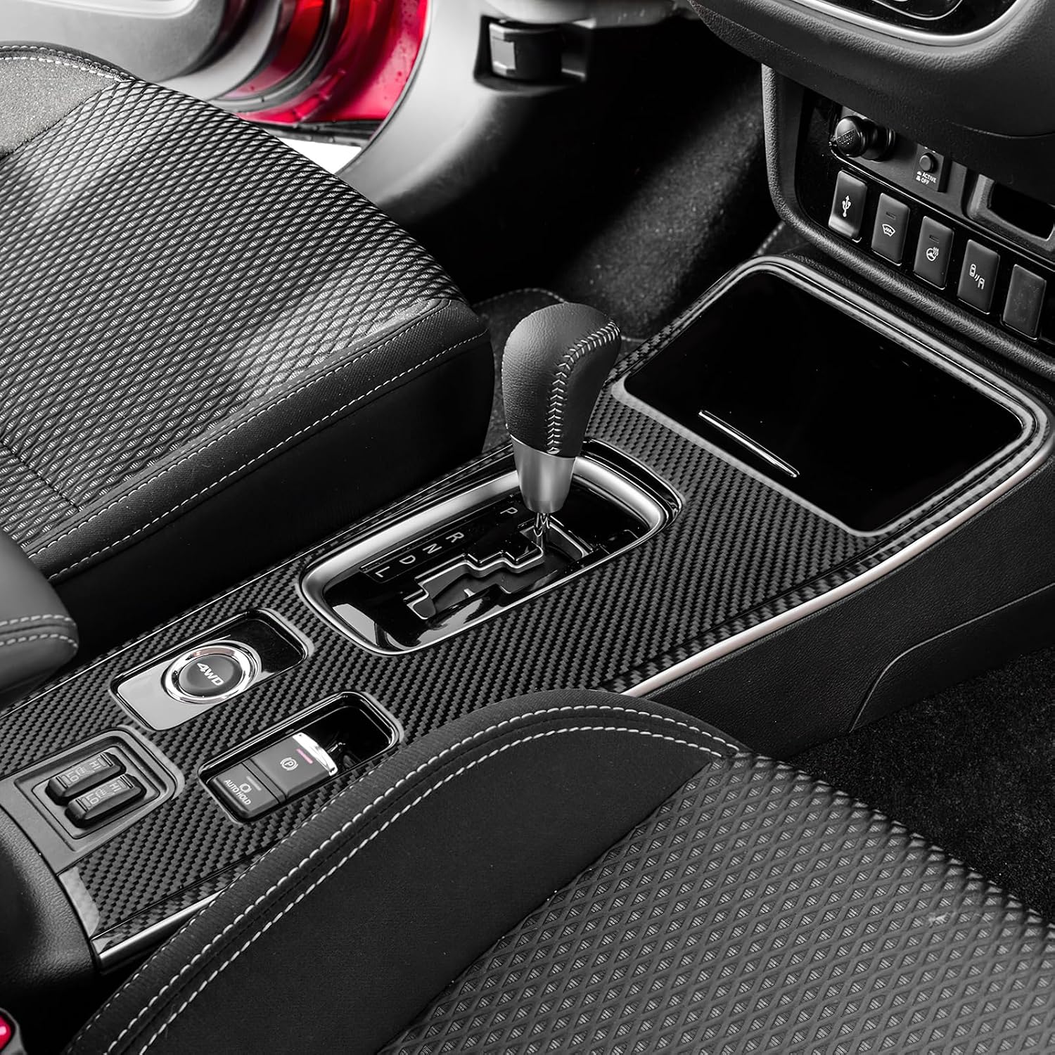 AIRSPEED Carbon Fiber for Mitsubishi Outlander 2017-2021 Center Console Gear Shift Panel Frame Cover Interior Trim Accessory, Black