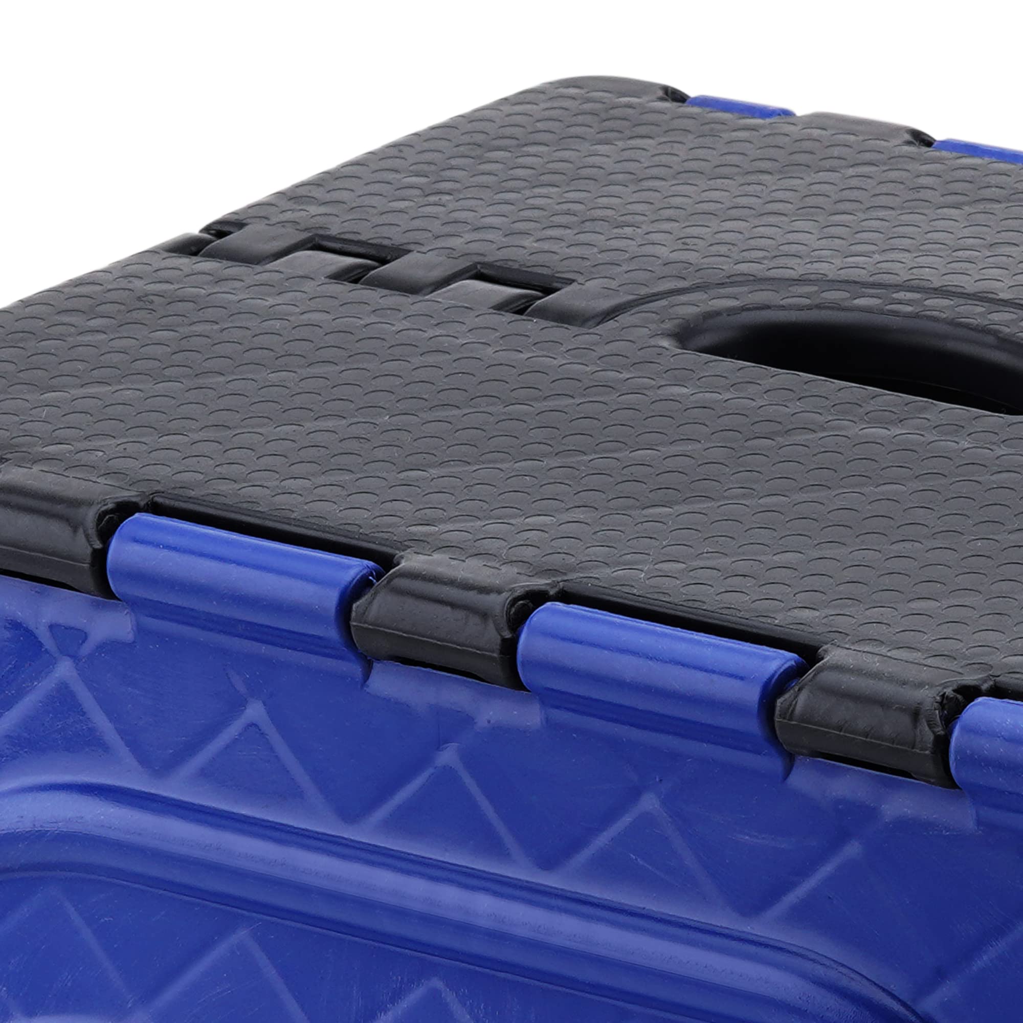 Primelife 12 inch Folding Step Stool for Adults, Non-Slip Textured Grip Surface, Foldable Space Saving Design, Carrying Handle, Holds for Kitchen and Rest of Home, (Blue-Black)-Prime 1