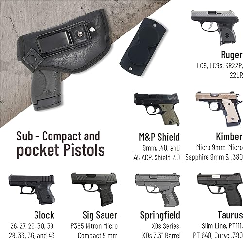 Miniatura 2 de Combo IWB Funda para pistola + imán  por PH  transporte oculto  piel sintética  Interior suave  Compatible con M&P Shield 0.354 in.40.45 AutoGlock