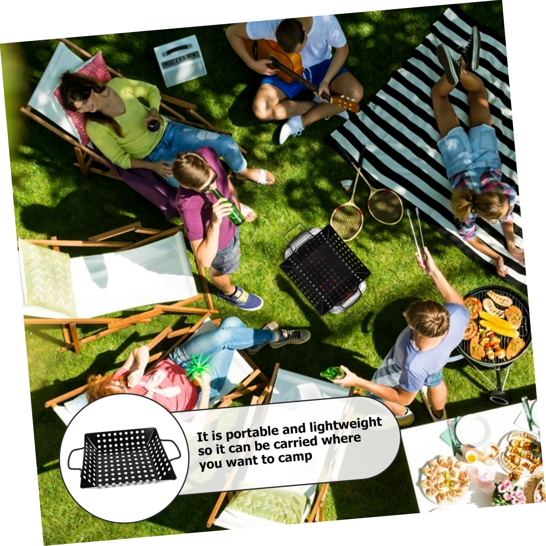 BESTYASH 1pezzi Barbecue Carbonio Antiaderente Maniglia e Foro di Scarico per Grigliare Carne Verdure e Pesce Resistente Usura