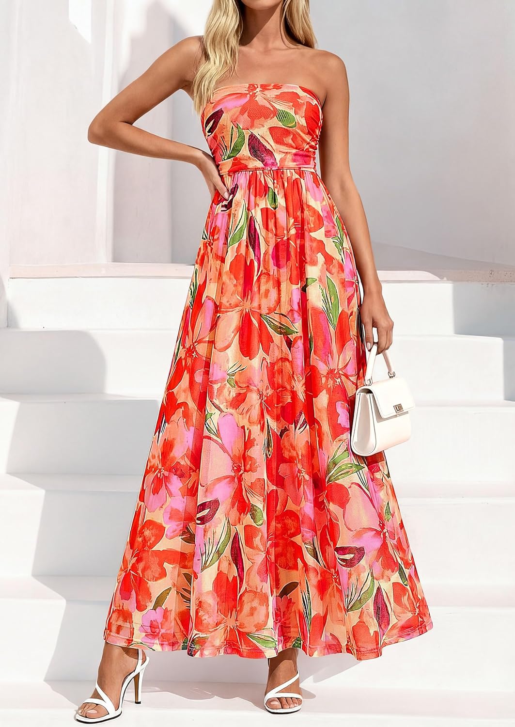 PRETTYGARDEN Womens Boho Maxi Dress 2026 Summer Floral Tube Strapless Spring Wedding Guest Cocktail Long Dresses - Image 7