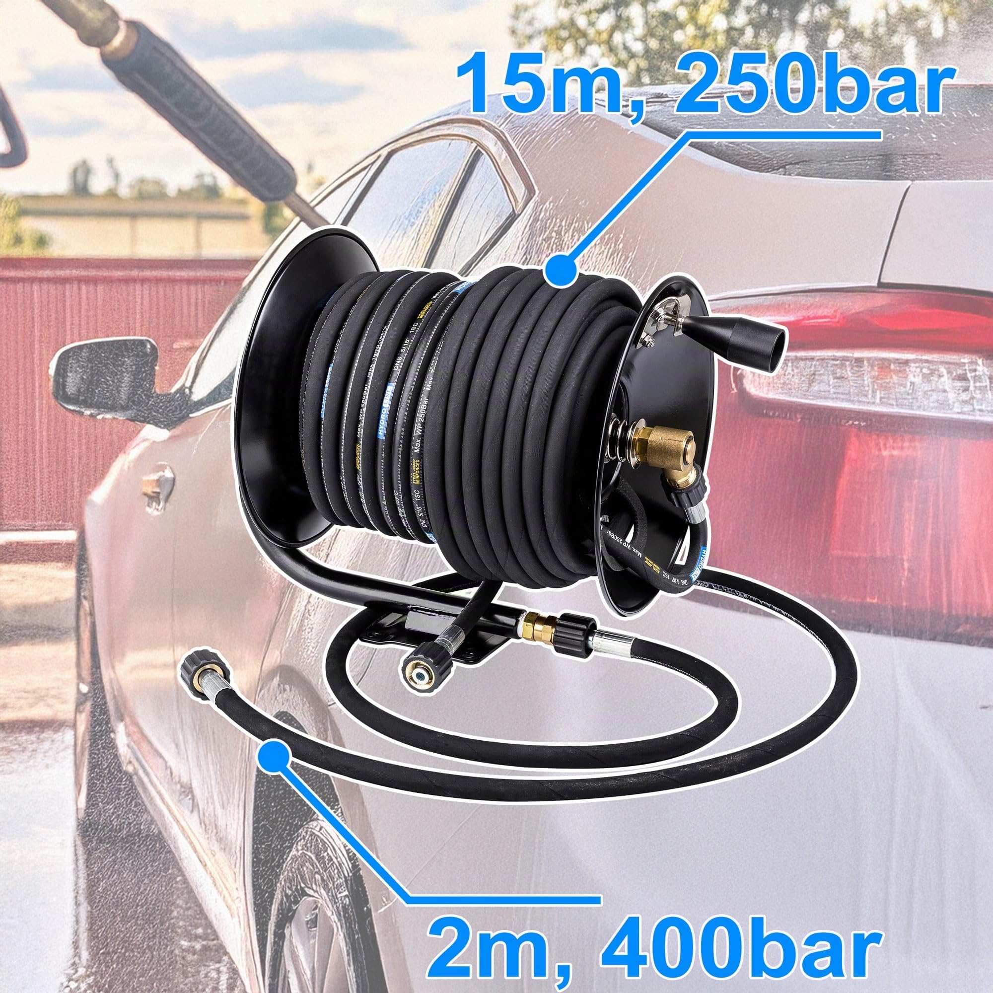 Carrete con 15 m manguera DN08 para limpiador a presión Karcher HD HD + 2 m 400bar