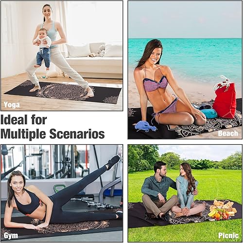 Miniatura 4 de MoKo Toalla de yoga, esterilla de yoga antideslizante, manta de yoga, patrón de impresión de secado rápido con bolsillo de esquina para bikram,