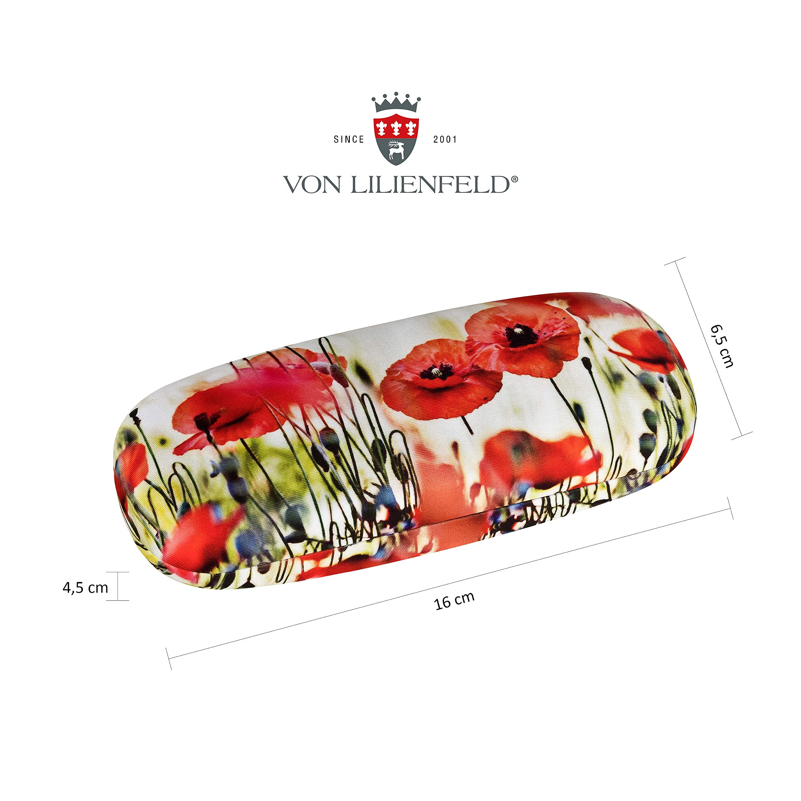 VON LILIENFELD futerał na okulary maki okulary mikrofibra ściereczka do czyszczenia okularów pudełko na okulary solidny futerał pokryty materiałem