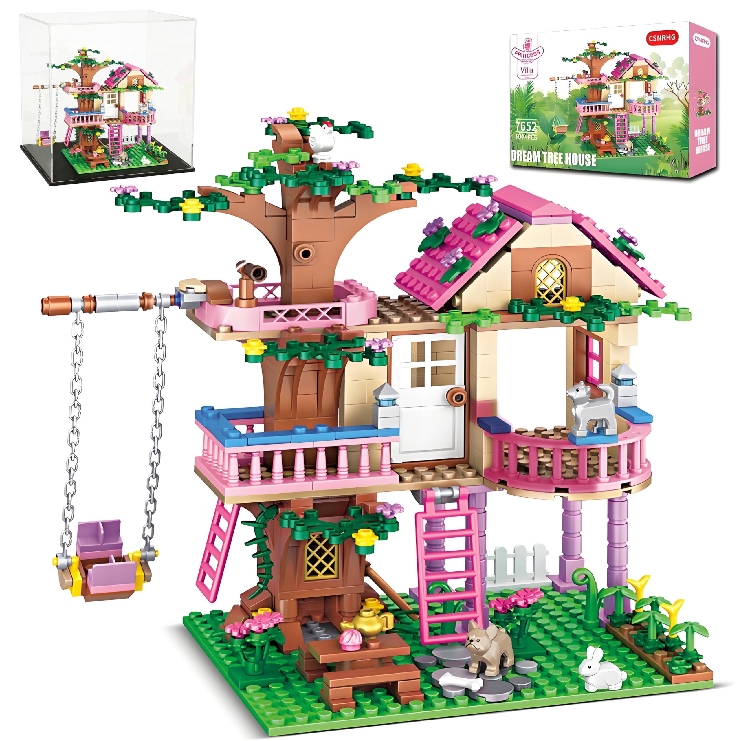 Dream Tree House Friends Building Set, Tree House Building Set Acrylic Protective Cover,…