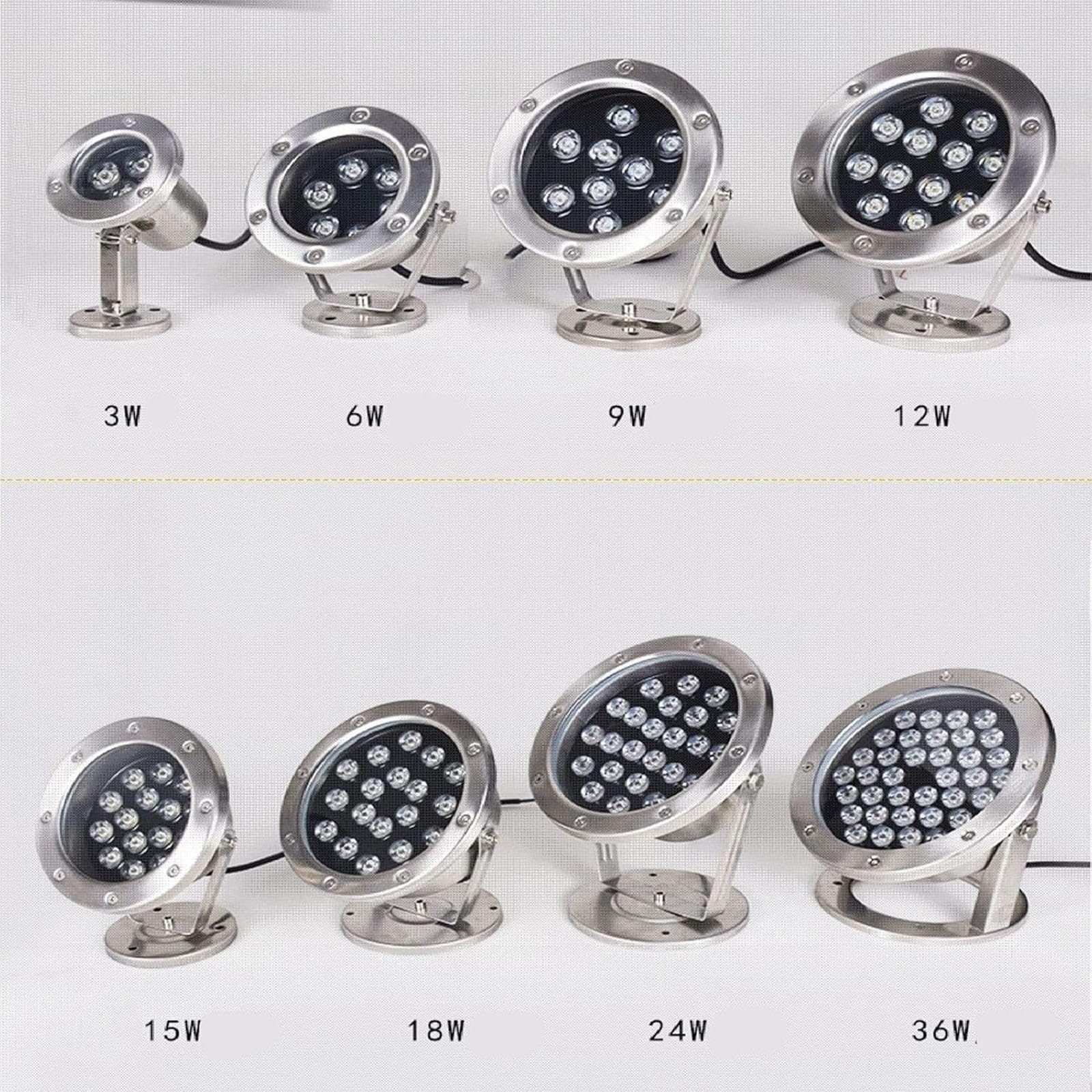 24V Lumière De Piscine Sous-marine - IP68 En Acier Inoxydable Pour Étang, Lumières De Fontaine, Projecteurs Encastrés Extérieurs RVB, Lumières LED Submersibles, Angle Réglable À 360 °(White,24W)