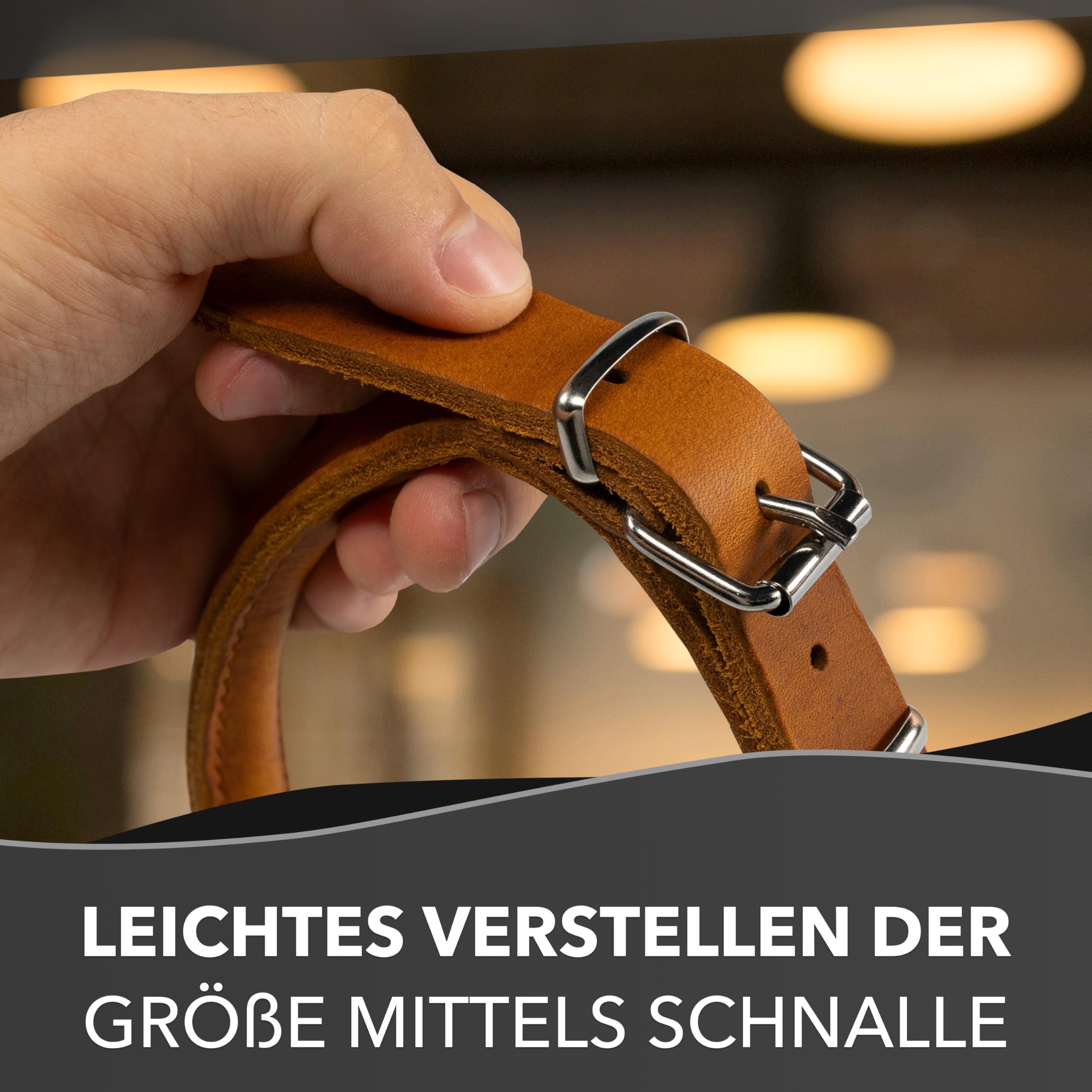 Collier Rond et Doux pour Chien Cognac, Taille S – 45 cm avec Noyau en Plastique intégré