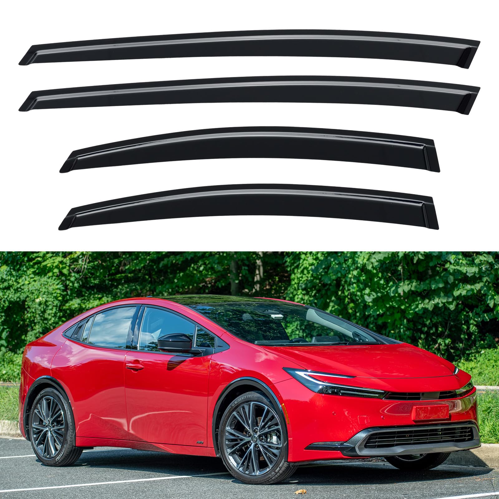 Window Visors Rain Guards for 2023-2026 Toyota Prius &amp; Prius Prime | Out-Channel Window Vent Wind Deflectors Visors Shades Protectors for 23 24 25 26 Toyota Prius &amp; Prius Prime