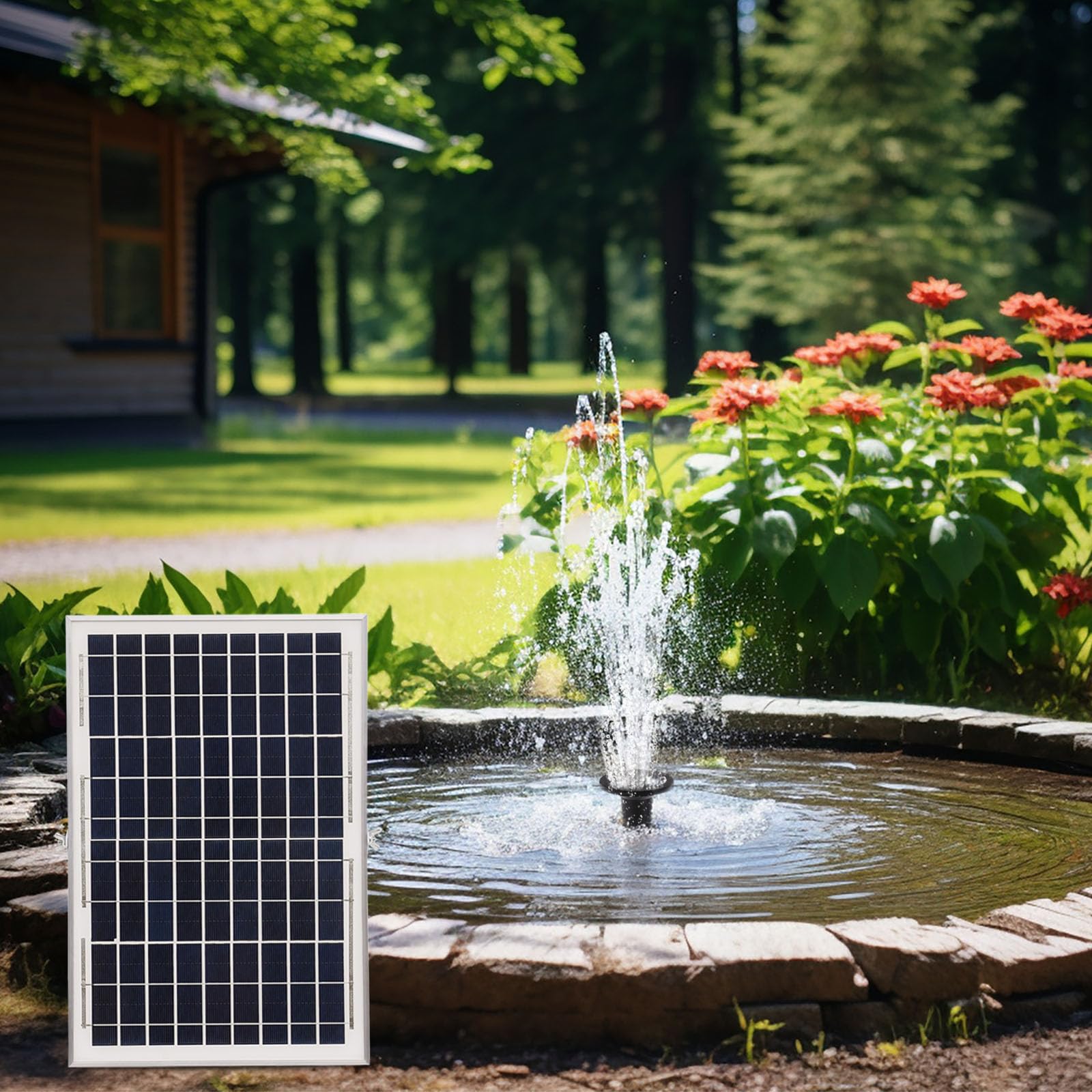 Solar Wasserpumpe 1000L/h 10W, Solar Brunnenpumpe mit 1.5m Förderhöhe, Solar Teichpumpe IP68 wasserdicht, Solar Fountain Pump für Vogelbad Gartenteich, inkl Solarpanel