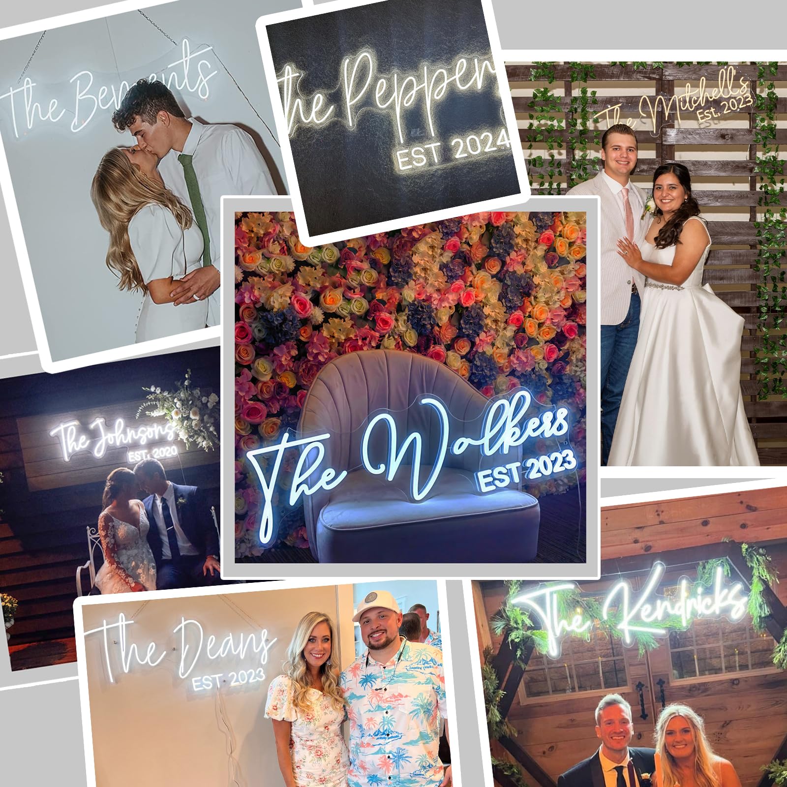 Insegne al neon personalizzate, cartello luminoso a LED personalizzato, nome della famiglia personalizzabile con data di stabilimento, luci al neon per matrimoni, casa, anniversari, feste