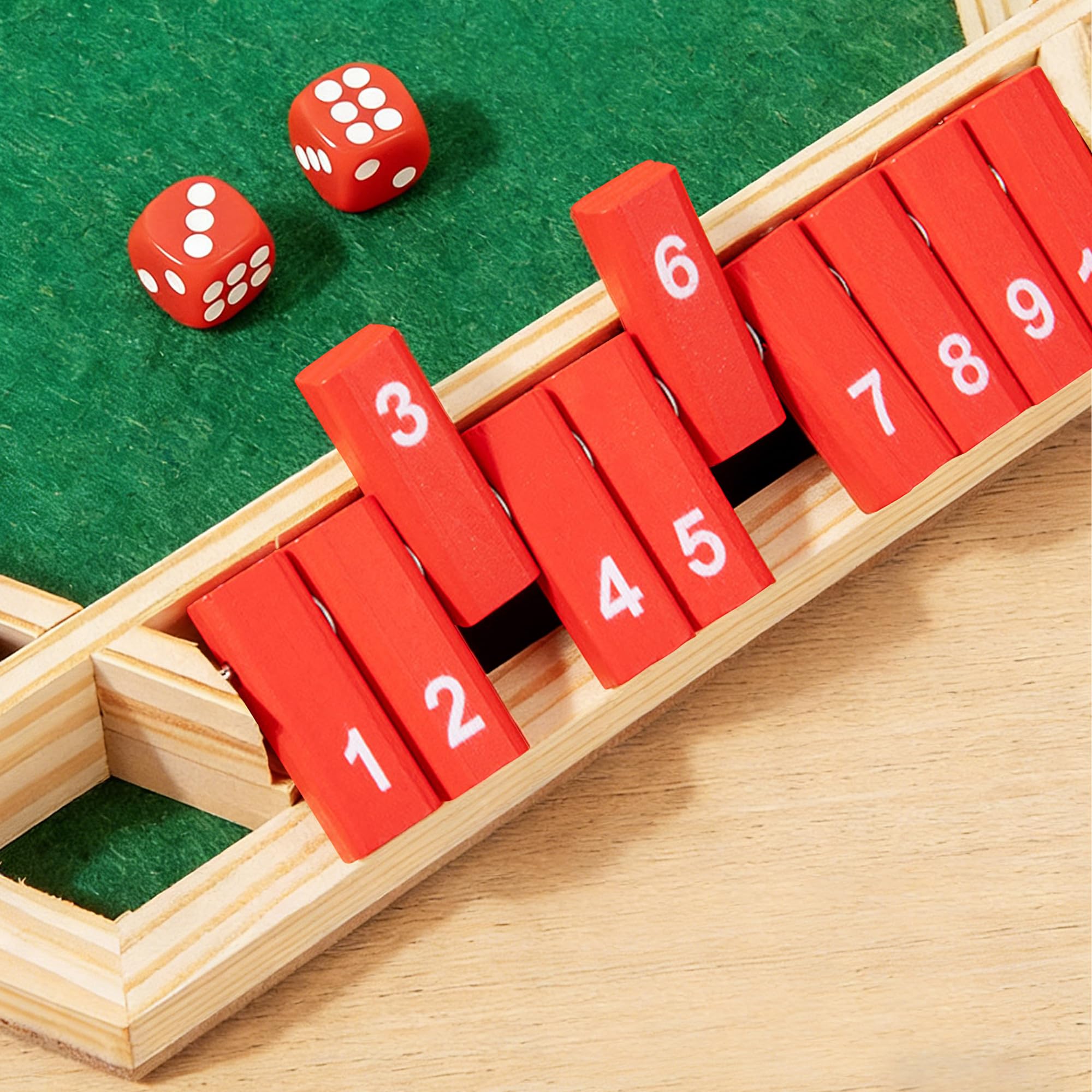 Shut The Box De Madera Para 4 O 6 Jugadores – Juego Montessori Con Marcador Y Bolígrafo, Ideal Para Familia Y Viaje, Mejora Habilidades Matemáticas Jugando