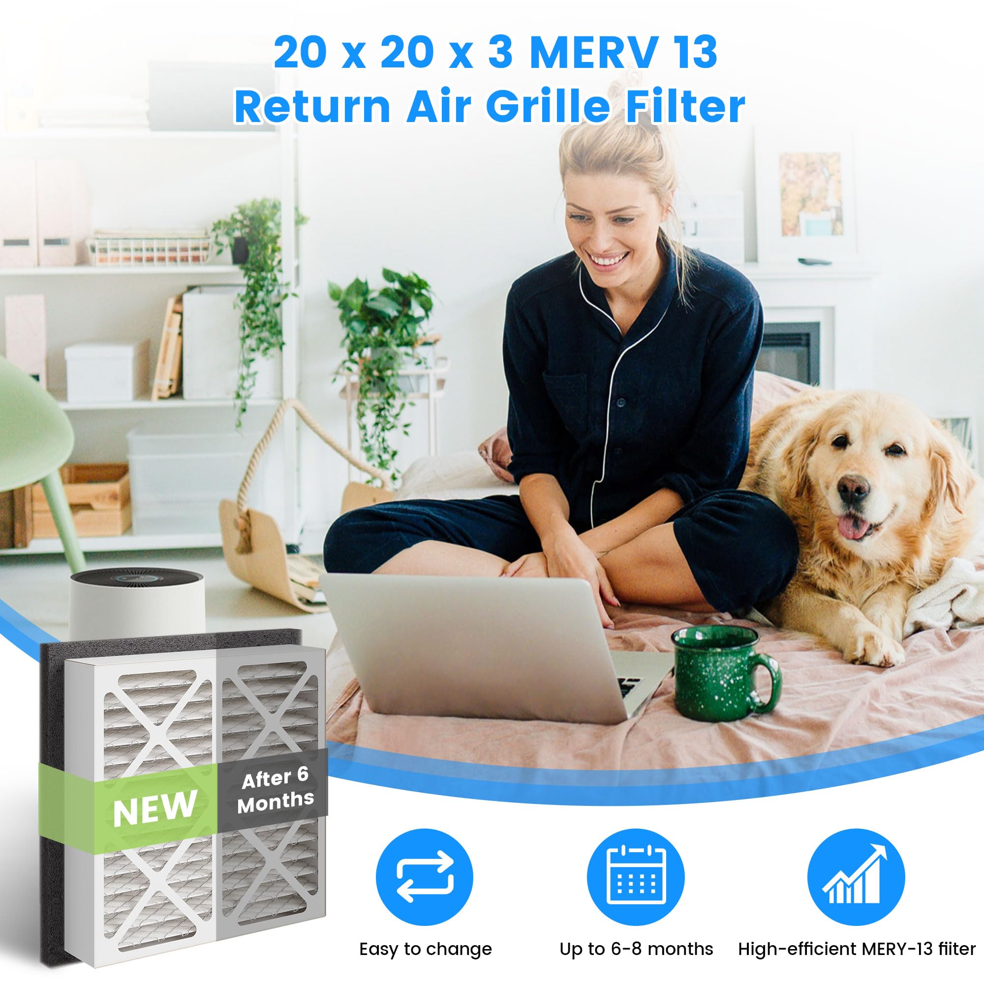 Filtro de aire plisado MERV 13 de 20 x 20 x 3 pulgadas para Zephyr serie VGF 20x20x3