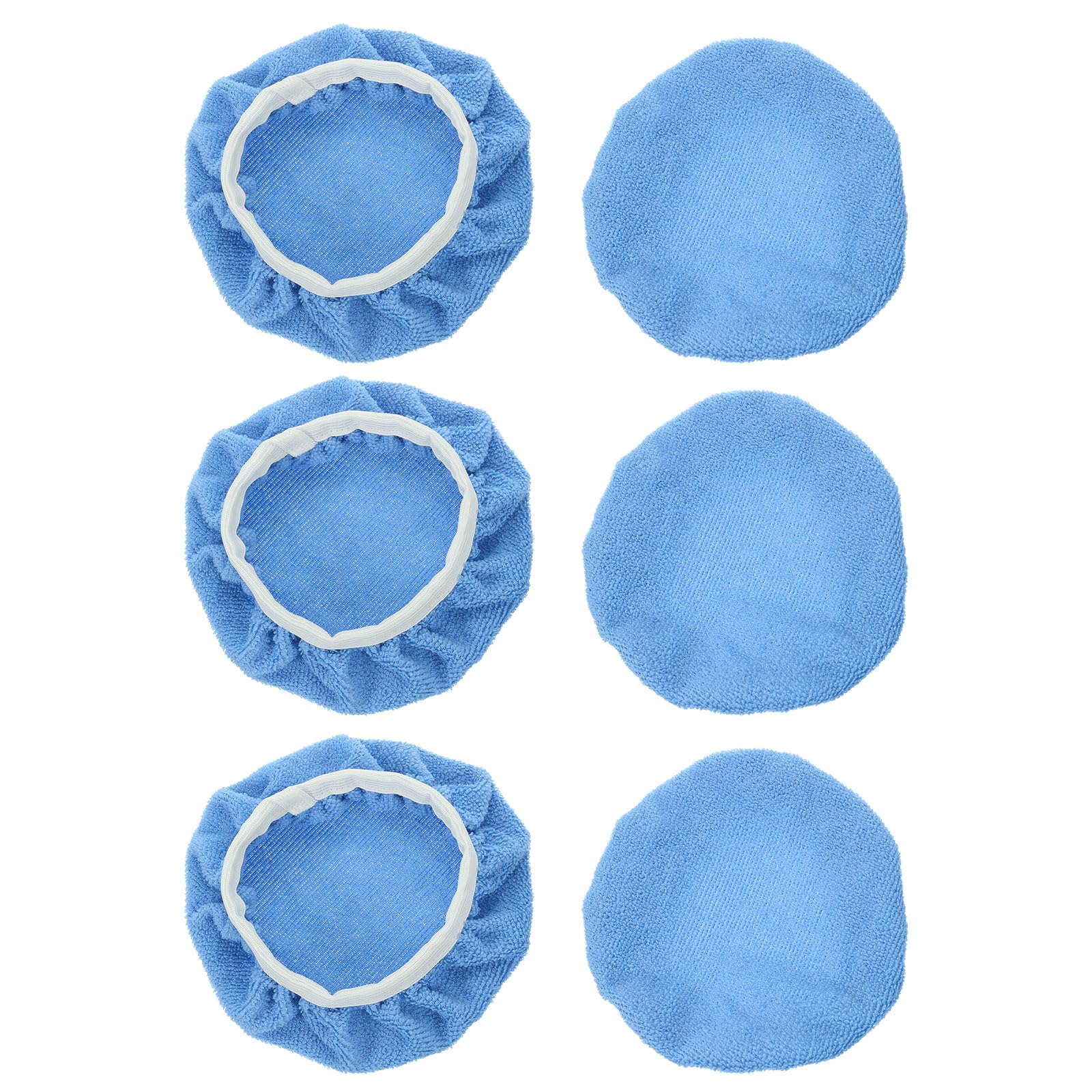 HARFINGTON 6pcs Car Polisher Bonnet Buffing Pad Micro-fiber Polishing Buffing Pad Cover for 7"-8" Car Buffer Bonnets Polisher, Light Blue