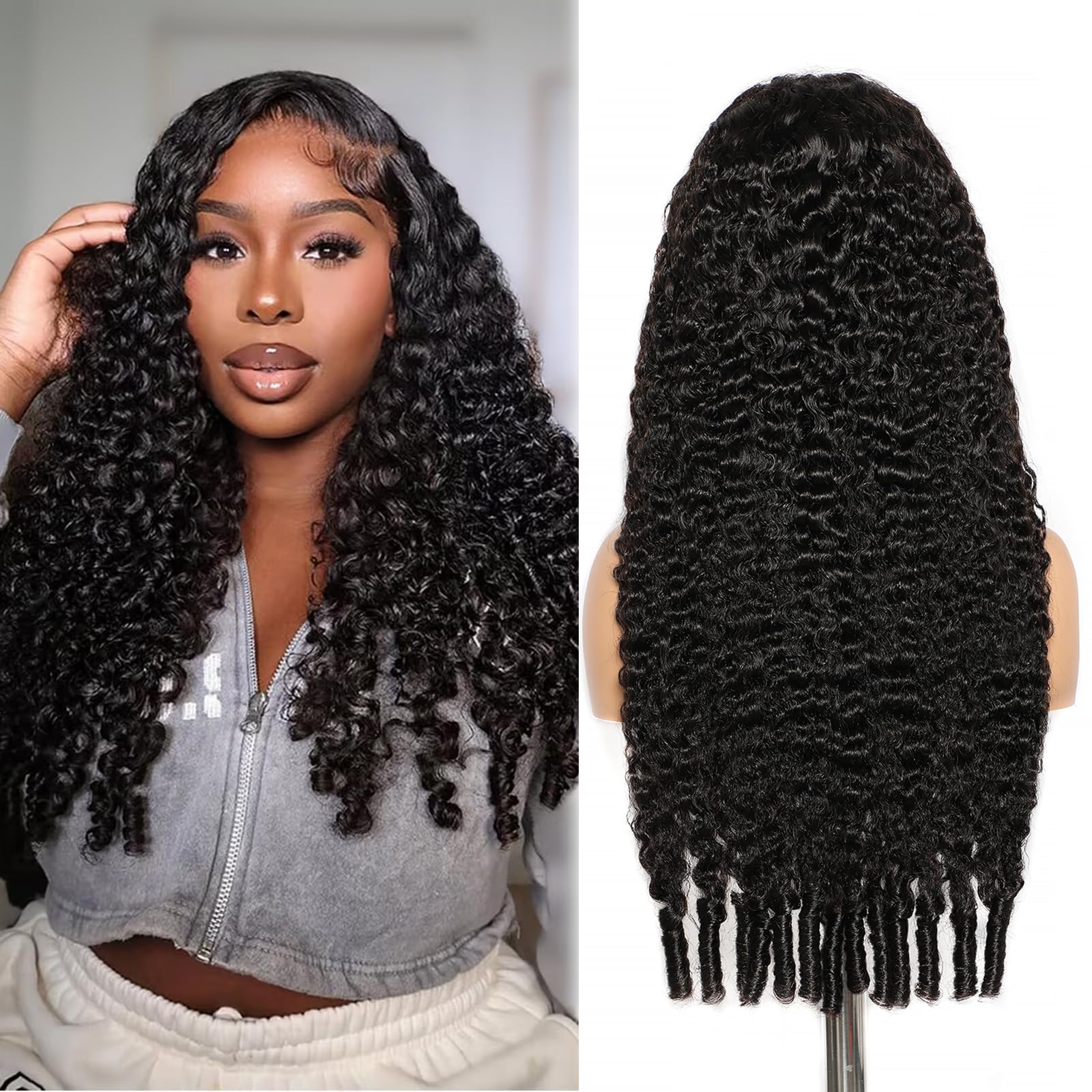 Lemoda 13x6 Full Lace Frontal Wig Burmese Curly Wig Human Hair 13x6 HD Transparent Lace Frontal Wigs with Spiral Curls End Pre Plucked 15A Burmese