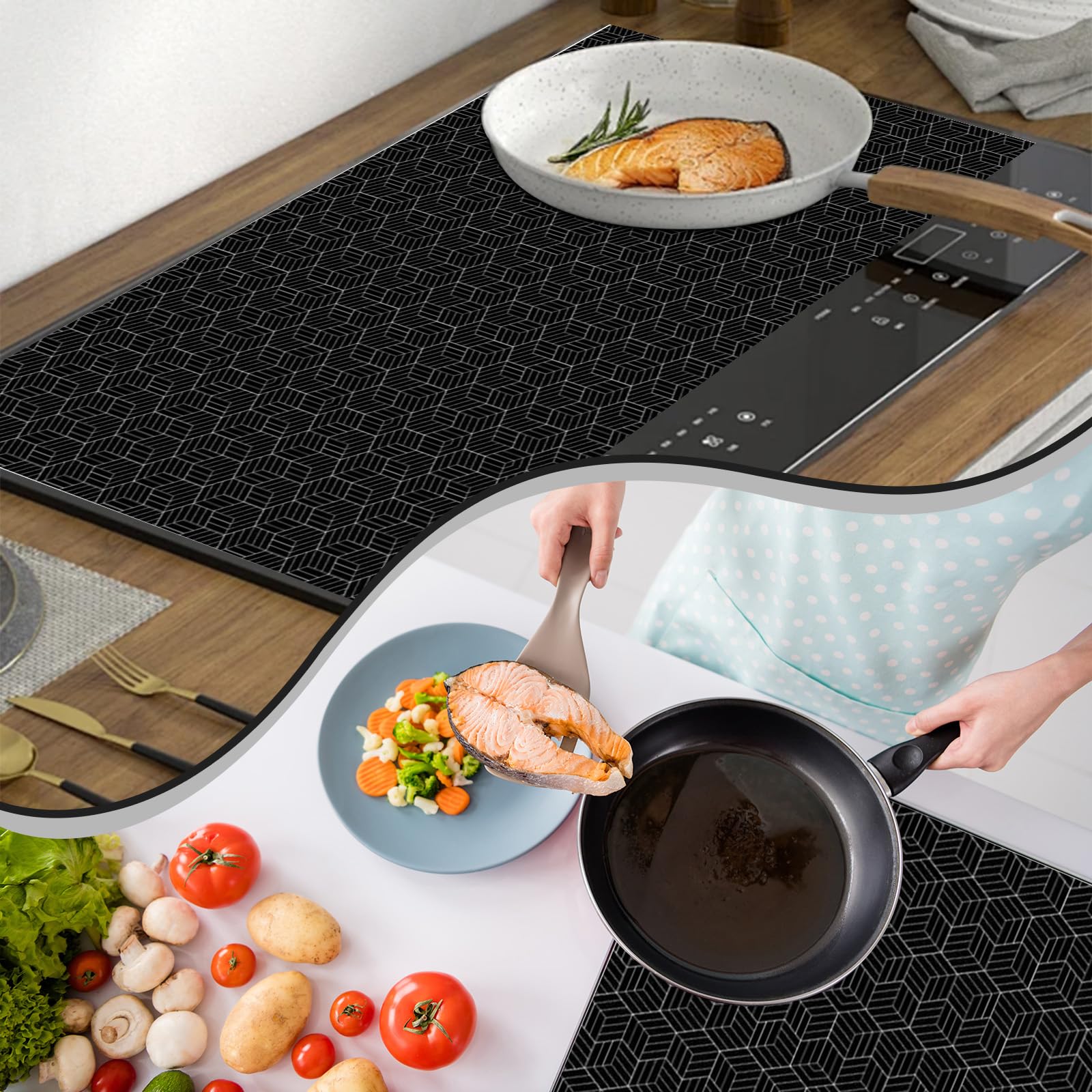Copertura Per Piano Induzione Tapis De Protection Pour Plaques à Induction 61x53cm - Couvre Plaque Anti-Rayures, Résistant à La Chaleur (200°C) Protection Anti-rayures Cuisine