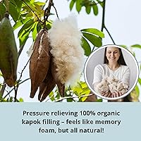 Vista 4 de Primera almohada de embarazo orgánica en forma de U para dormir con relleno natural de Kapok y funda de algodón certificada GOTS. Almohada