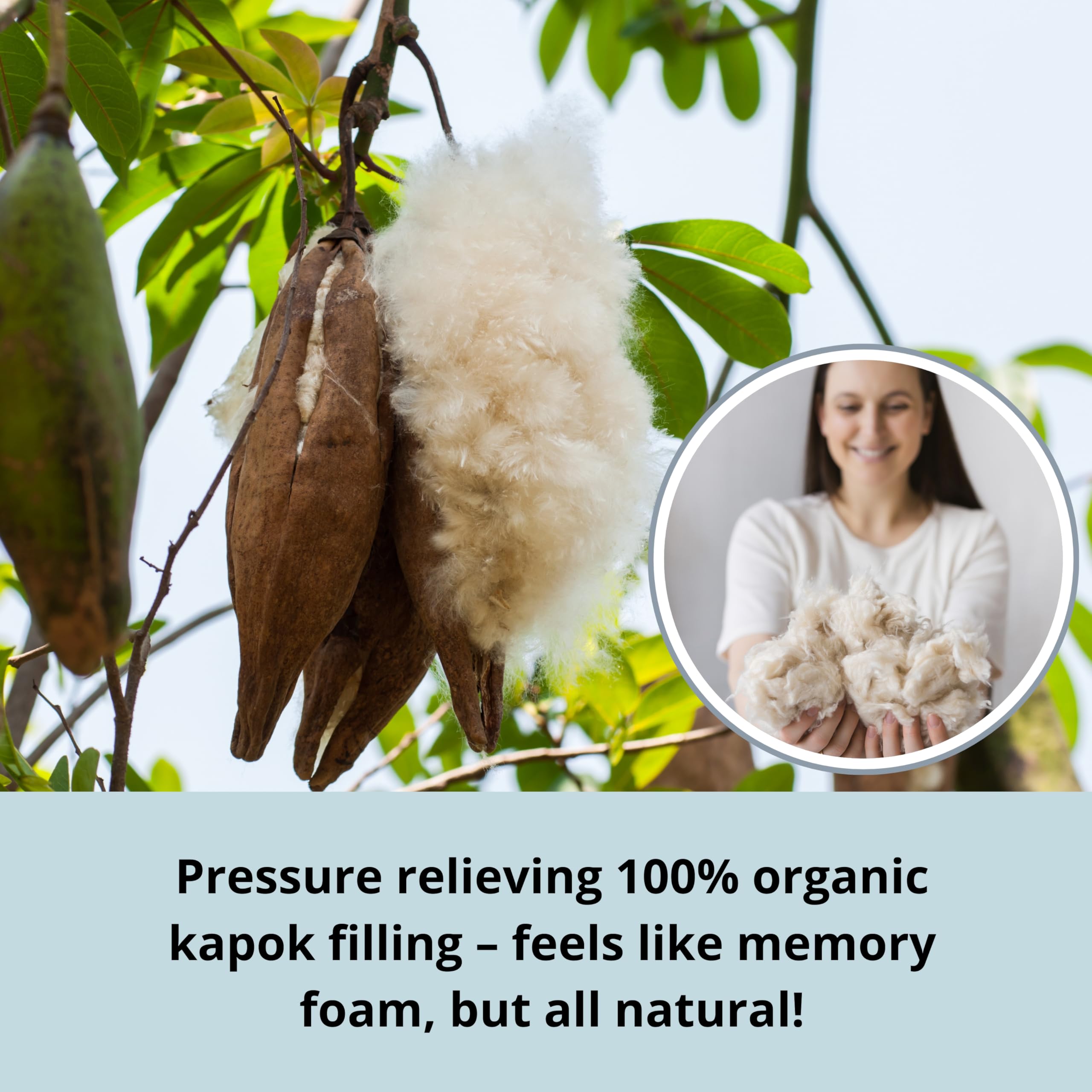 MINICAMP Schwangerschaftskissen U-Form | 50% Kapok & 50% Naturlatex | Bio-Baumwolle GOTS-Zertifiziert | Organic Pregnancy Pillow | Stillkissen Seitenschläferkissen | Abnehmbarer Bezug
