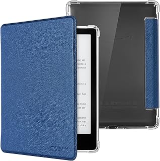 CoBak Case for Kindle Paperwhite - New PU Leather Cover and Clear Soft Silicone Back Cover with Auto Sleep Wake Feature for Kindle Paperwhite Signature Edition (11th Generation 2021 Released)