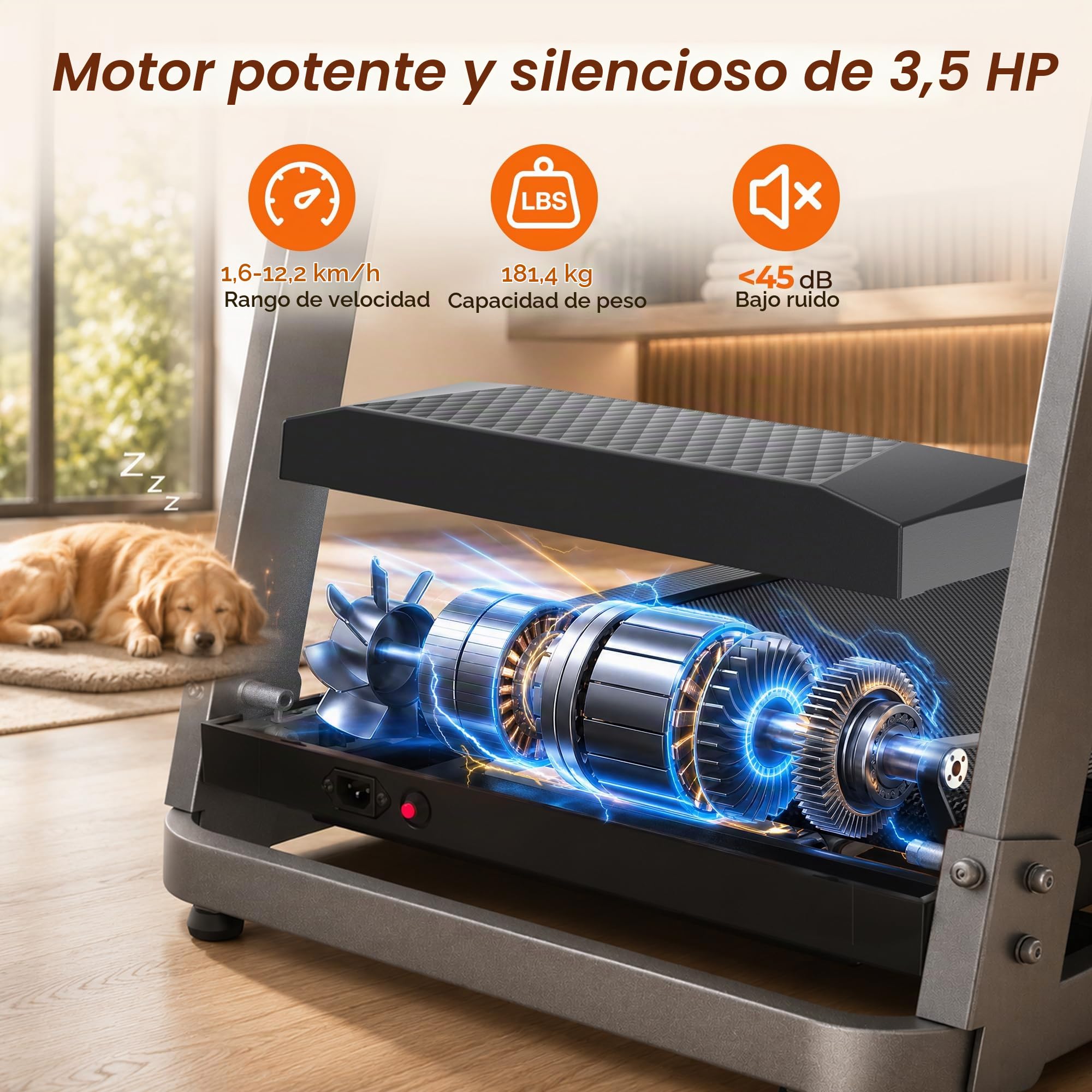 Cardirun - Cinta de Correr Plegable con inclinación, 3.0 HP silenciosa para el hogar, Capacidad de Peso de 158,8 kg y 12 km/h, Cinta de Correr Inclinada con Sensor de Pulso y Altavoz