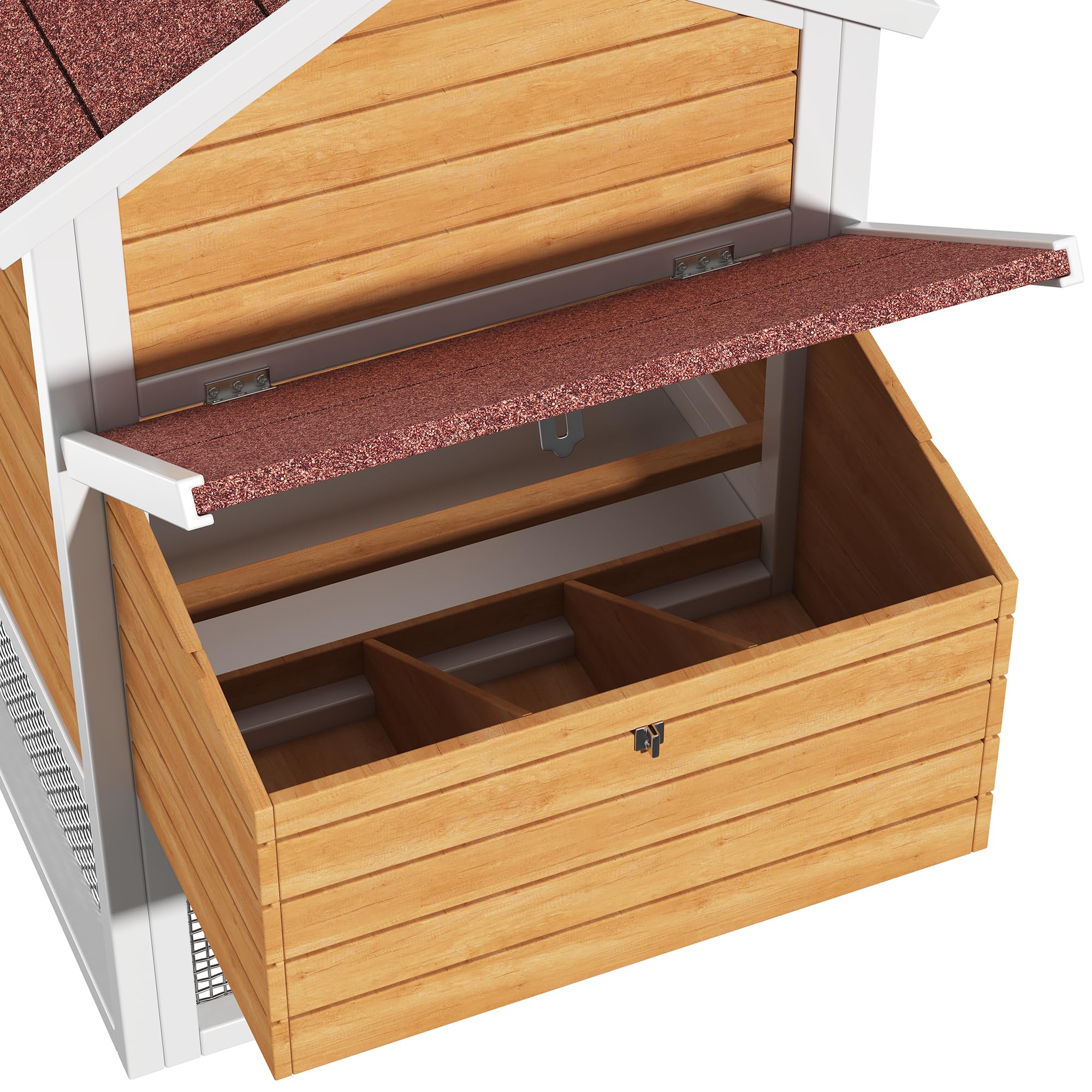 Gallinero de madera de abeto, resistente al invierno, para exteriores, para hasta 4 gallinas, con nido, cajón galvanizado, percha y cierre, 185 x 91 x 115 cm, color madera natural