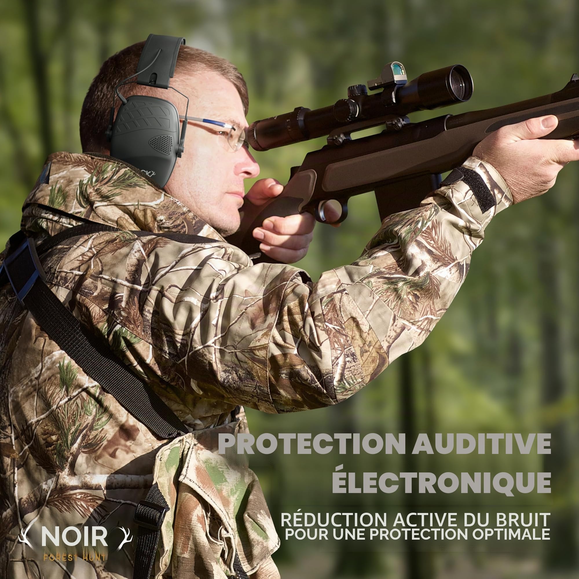 Protection auditive active - Réduction du bruit 82 dB - Réduction de bruit 5 fois avec microphones directionnels - Entrée audio - Casque pliable