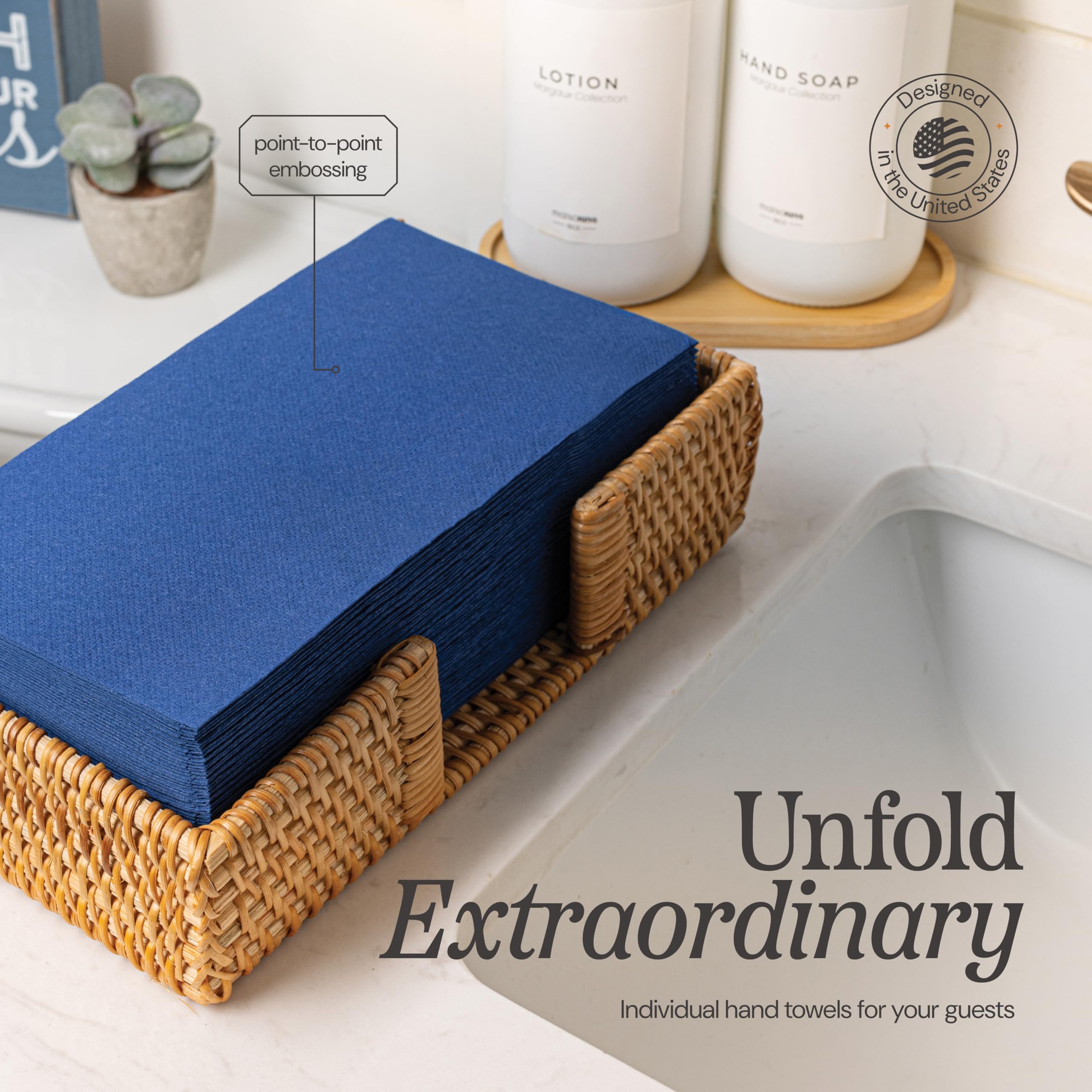 Servilletas desechables de papel de madera, [paquete de 300] 12 x 17 pulgadas, servilletas de papel acolchadas de 2 capas para bodas, recepciones, baños, fiestas o eventos