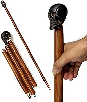 Vista 1 de 5MOONSUN5 Bastón para caminar con diseño de calavera de cabeza de latón, bastón de palisandro hecho a mano con barras decorativas de latón macizo
