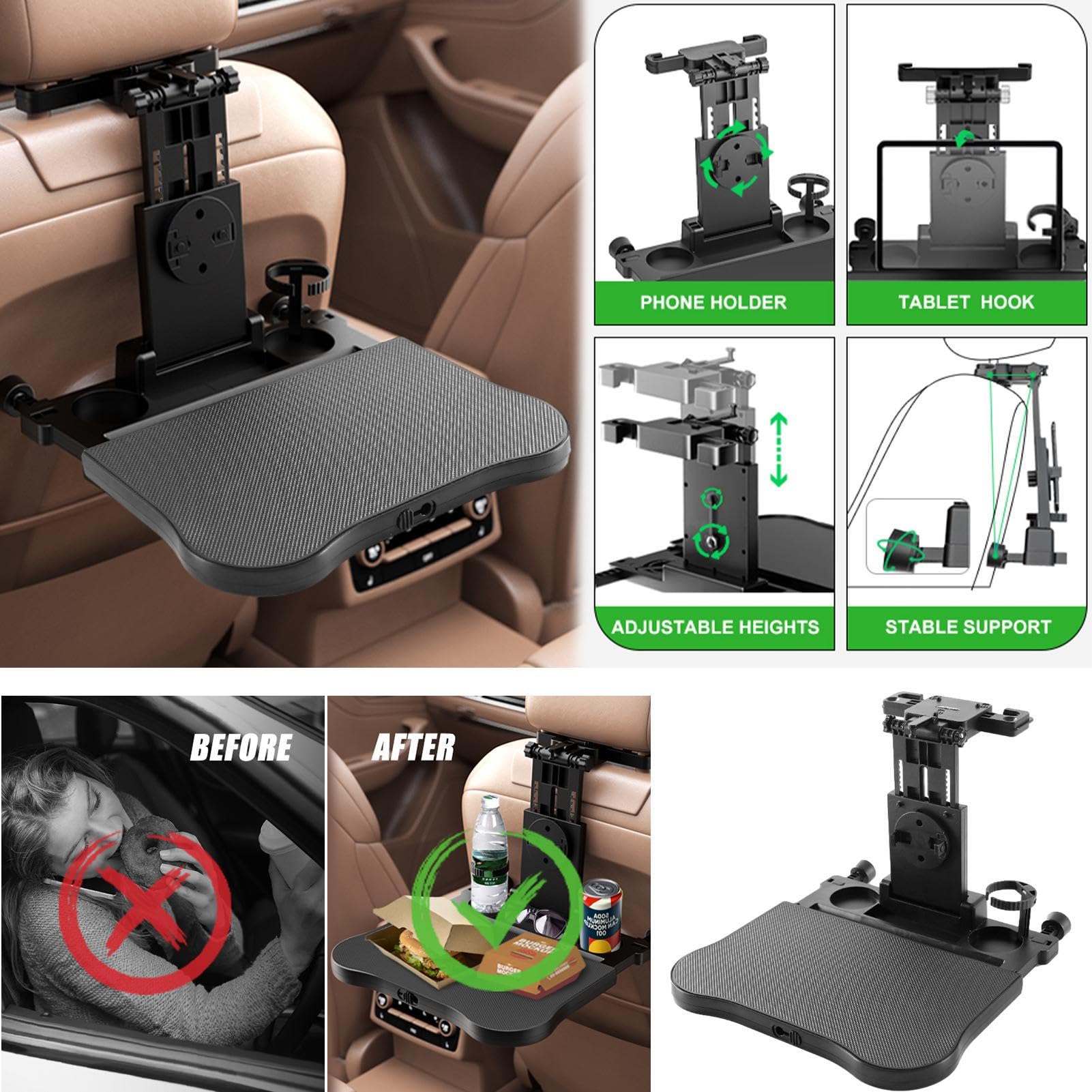 Amazon.co.jp: 車 テーブル 部座席 折りたたみ ヘッドレスト テーブル