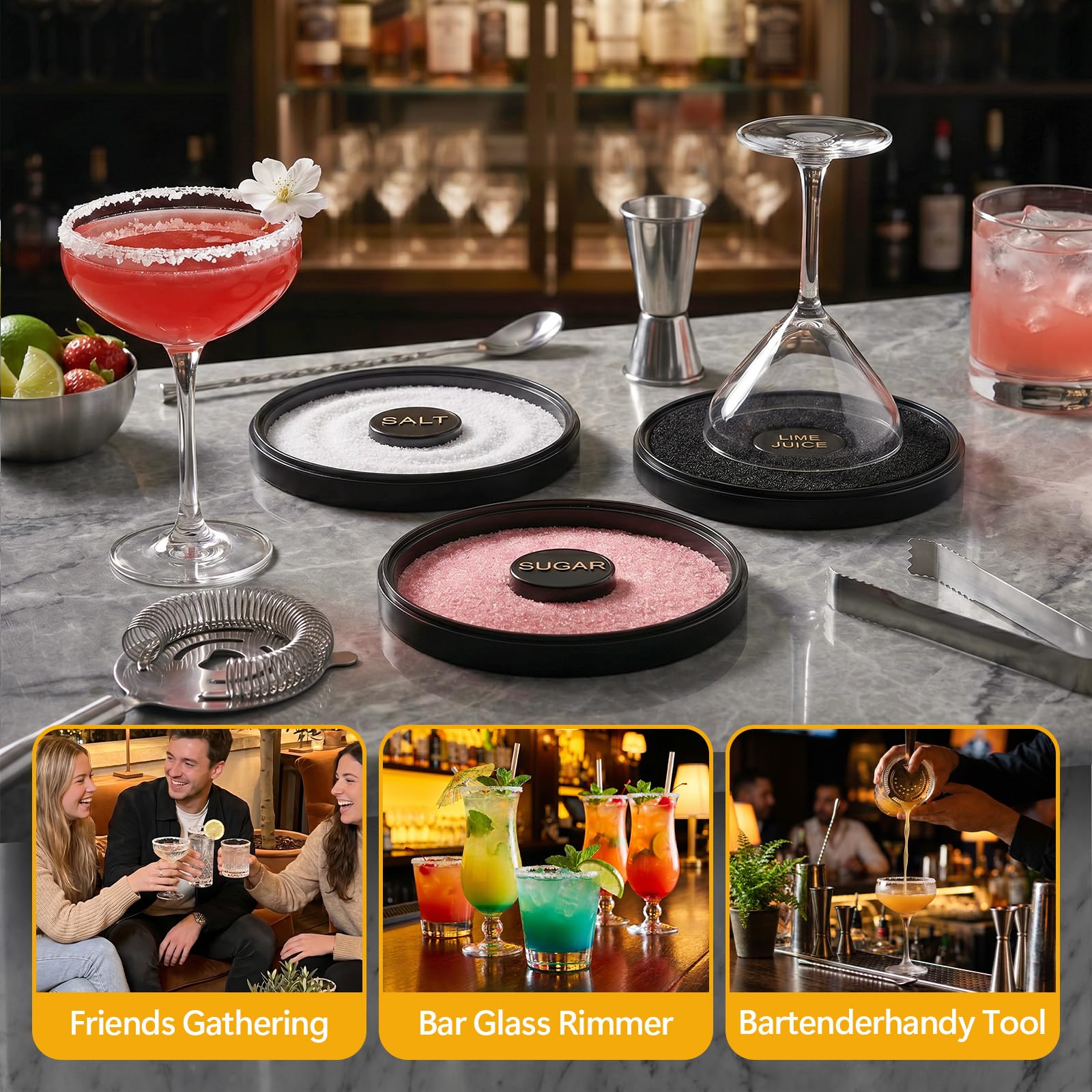 Margarita Salt Rimmer Set - Stackable Cocktail Station -5 Margarita Salt Rimmer Set - Stackable Cocktail Station -5
